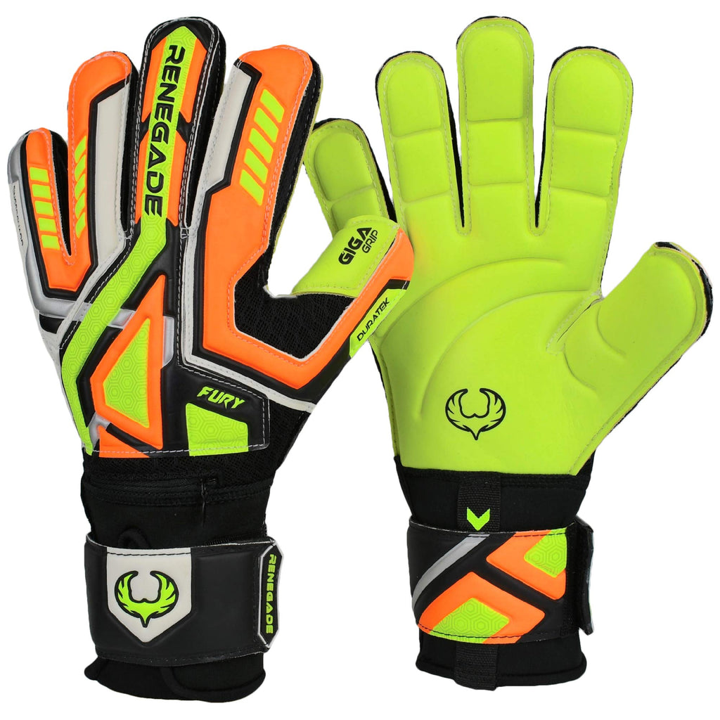 Renegade GK Fury Goalie Gloves with Microbe-Guard - Adult, Youth, Kids (Sizes 6-11) Pro-Tek Fingersaves & 4+3MM Giga Grip | High Performance Pro-Level Goalkeeper Glove | Based in USA