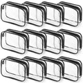 Weewooday 12 Pieces Clear Makeup Bags Cosmetic Storage Bags PVC Zipper Pouches Travel Waterproof Makeup Plastic Case for Women Organizing Toiletries Traveling Bathroom(Medium,Black)