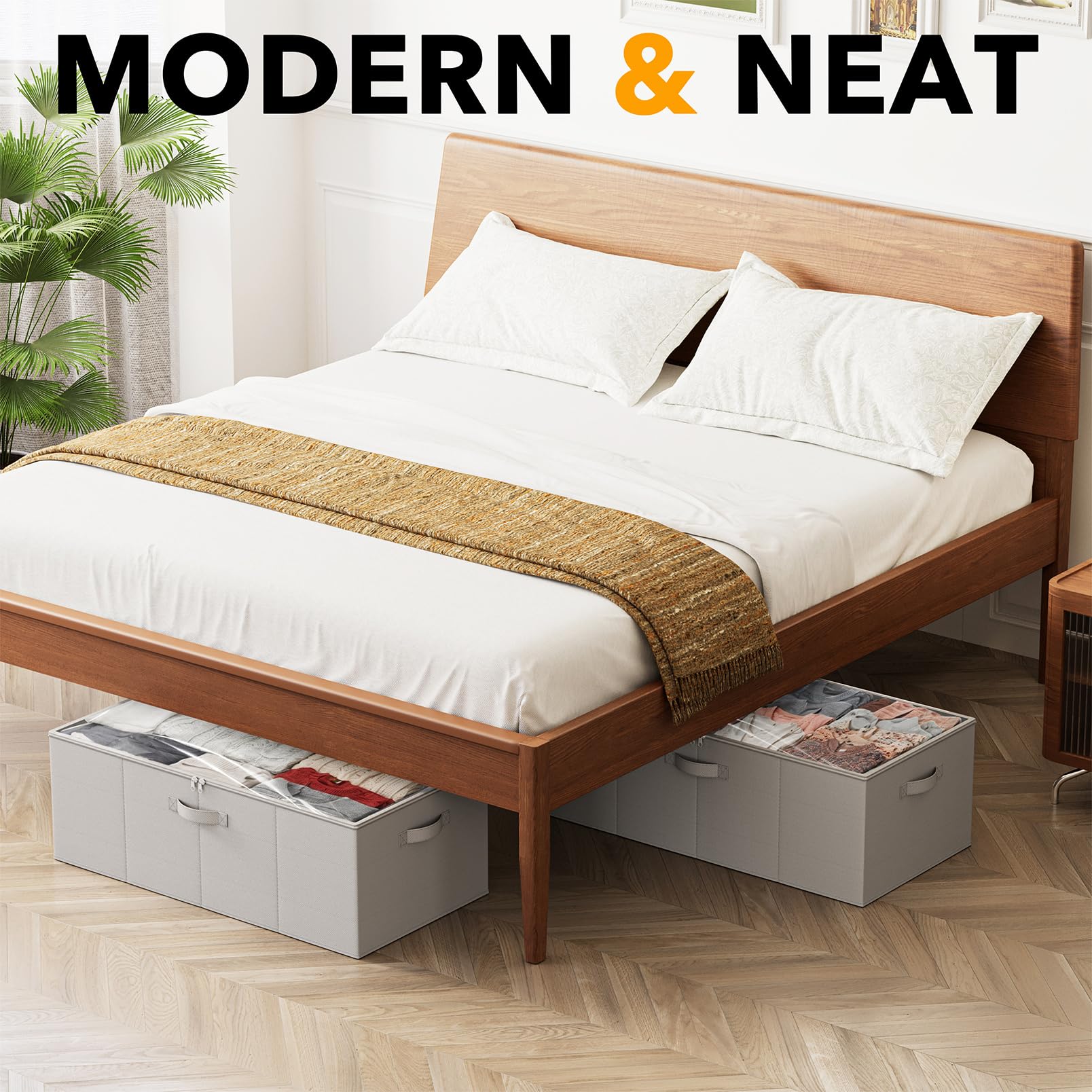 SpaceAid Paquete de 2 Contenedores de Almacenamiento Debajo de la Cama de 10" de Alto, Organizadores Grandes de Almacenamiento Debajo de la Cama con Tapas para Dormitorio, Residencia Estudiantil, Ropa