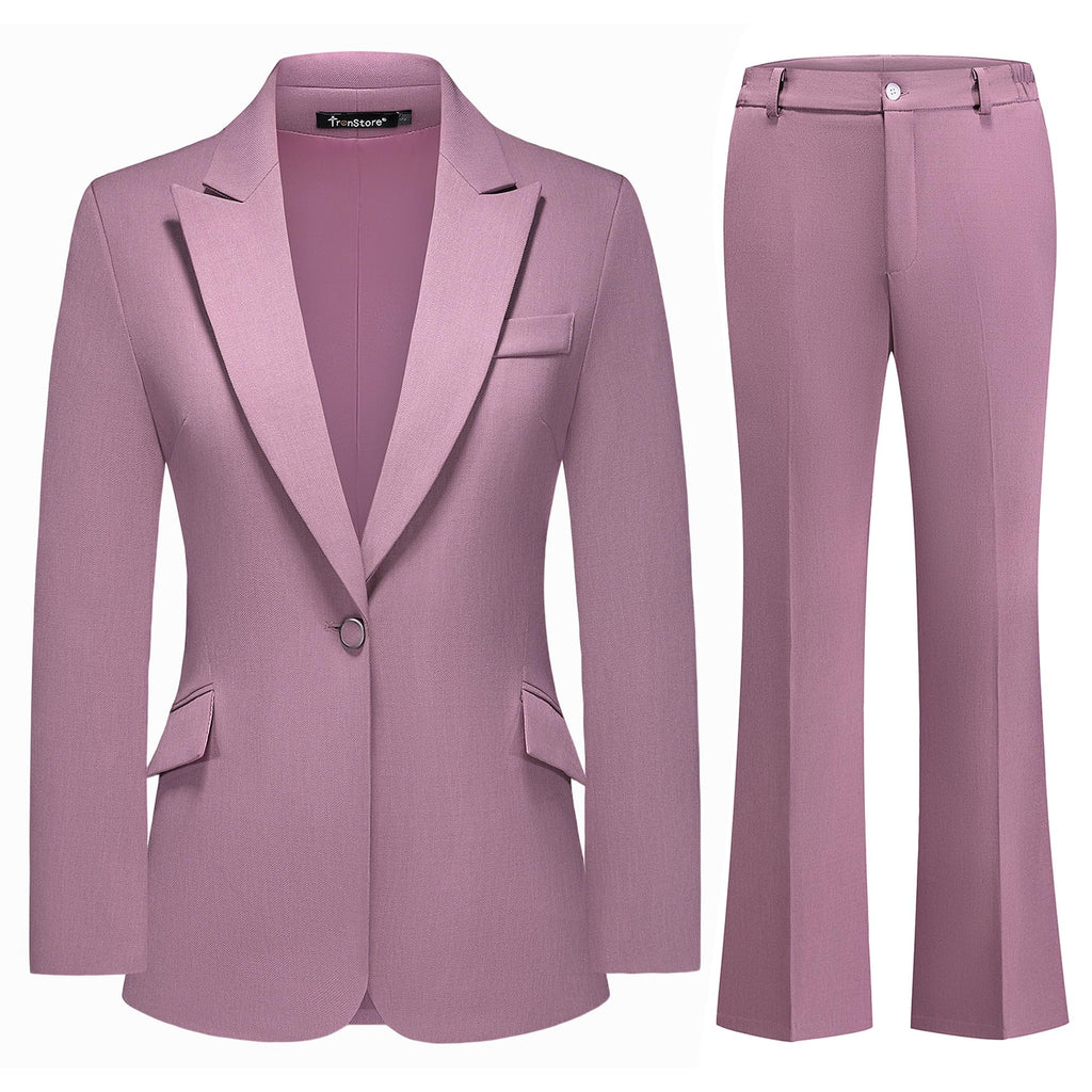 Women's Suit 2 Piece Set Pinstripe Blazer and Bootcut Dressy Pants Set for Work Office Business Outfits