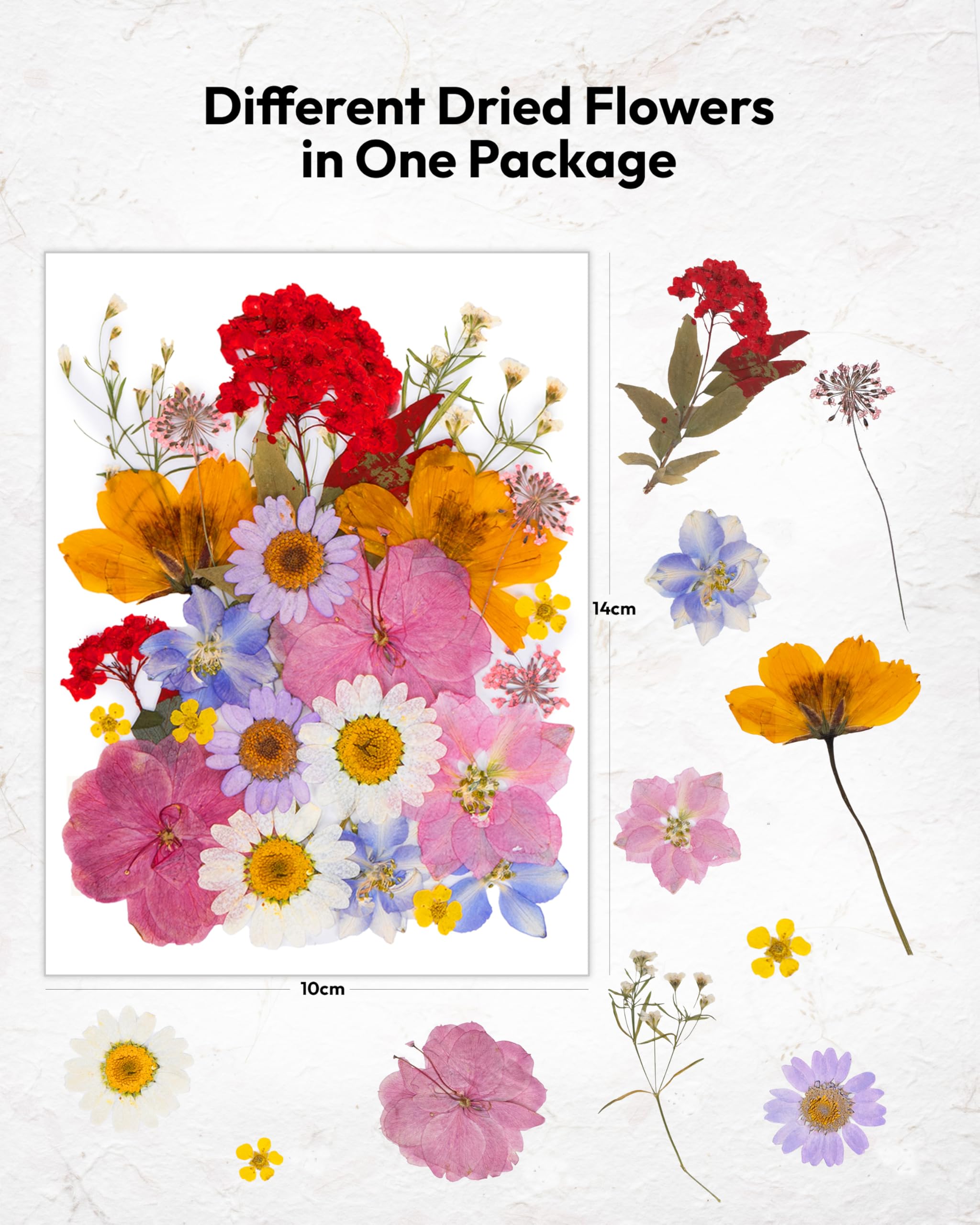 Dried Flowers, Resiners 58Pcs Pressed Flowers for Craft Pink Real Natural Dried Flowers Dry Leaves Kit for DIY Making Crafts Resin Soap Candle Scrapbook Supplies Card Making Jewelry
