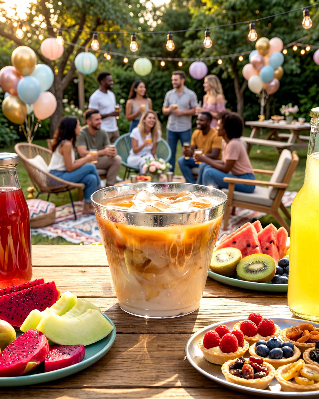 Nervure 120PCS Gold Plastic Cups - 10Oz Gold Rim Plastic Cups - Heavy Duty Disposable Cups - Clear Cup with Gold Rim for Weddings, Birthdays, Gatherings and Party