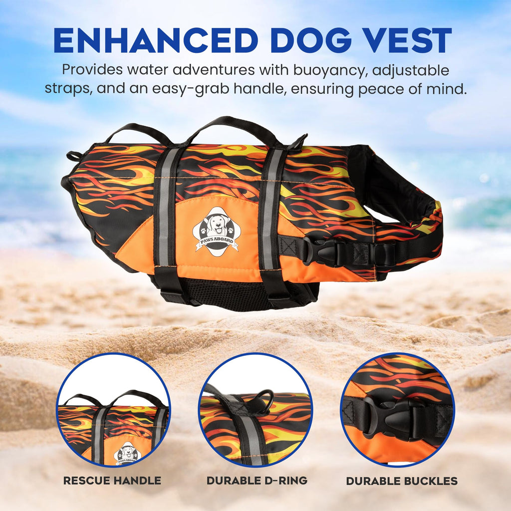 Dog Life Jacket — Premium Swim Vest with SafeChin Anti-Choke Collar | PAWS Aboard Blue & Yellow | RapidLift Rescue Handle, D-Ring, Reflective Trim | Boating, Kayaking, Pool | XX-Small (Under 6 lbs)