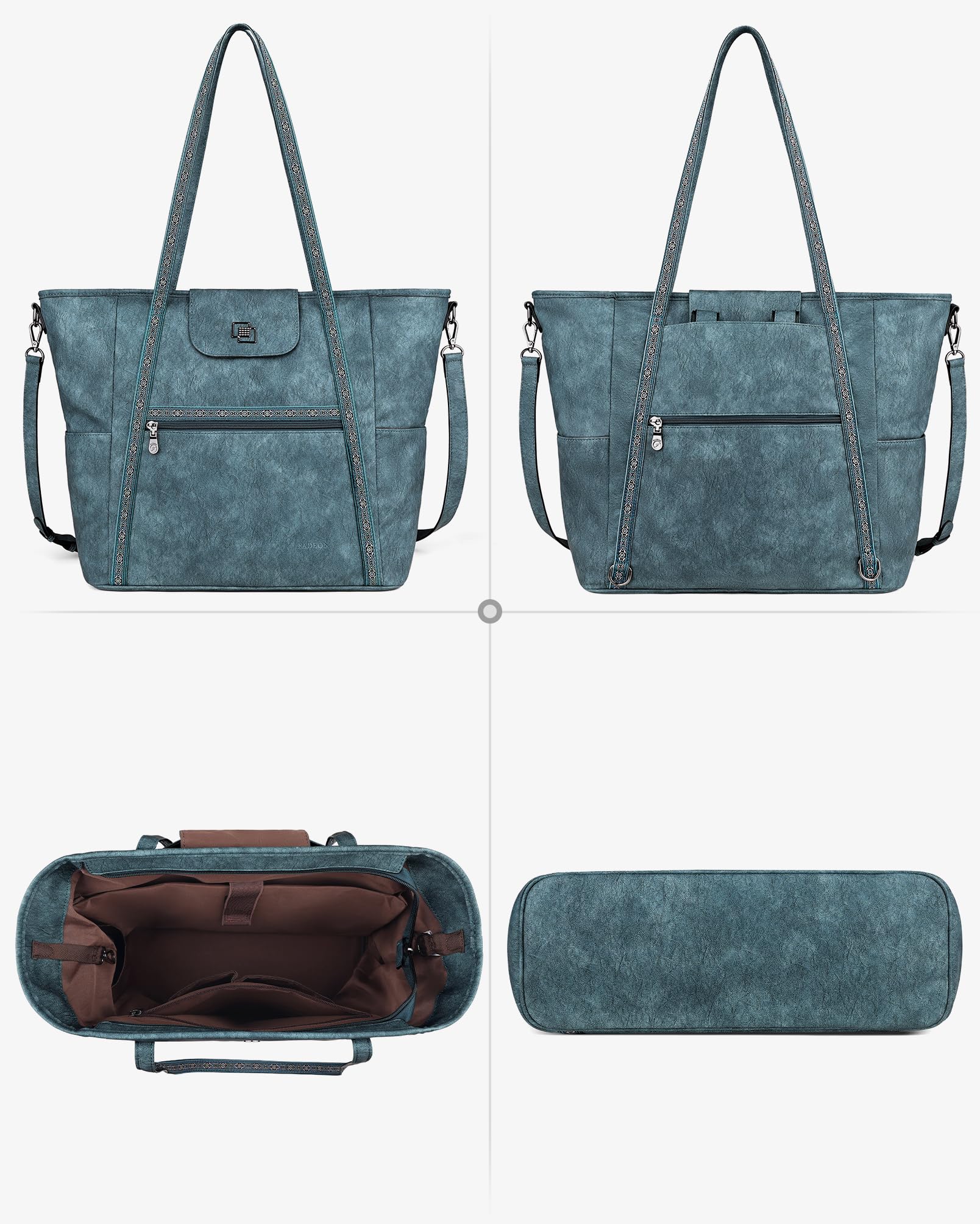 FADEON Large Laptop Tote Bag for Women Designer Leather Laptop Bag Fashion Travel Backpack Purse Shoulder Handbag