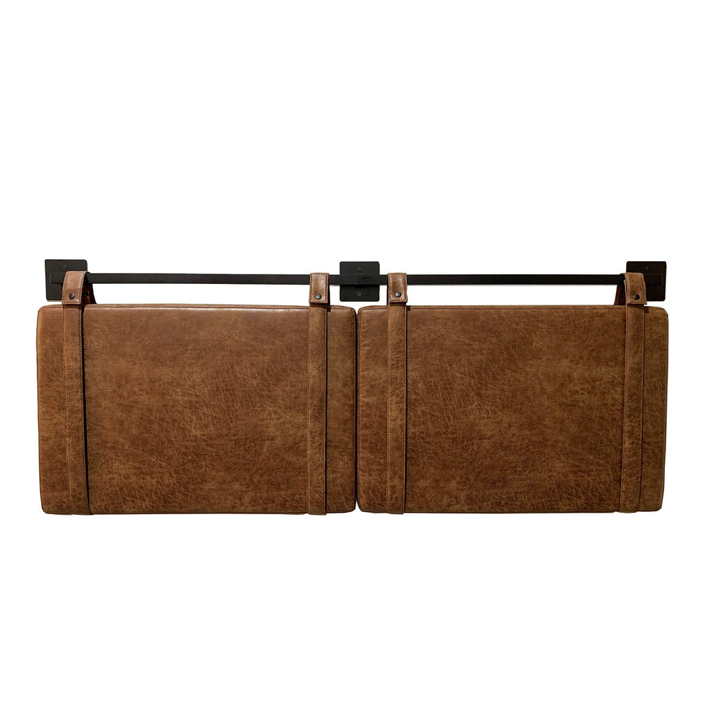 Nathan James Harlow Modern Wall Mount Hanging Headboard, Queen, Brown Faux Leather