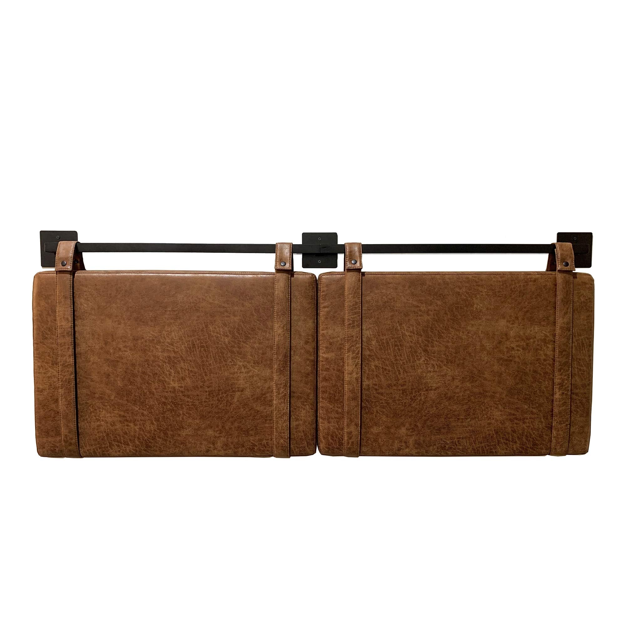 Nathan James Harlow Modern Wall Mount Hanging Headboard, Queen, Brown Faux Leather
