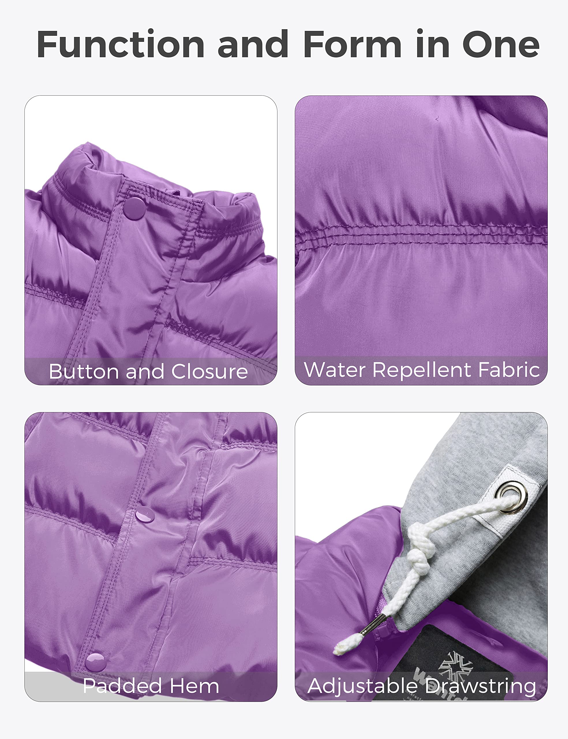 Wantdo Women's Quilted Puffer Vest Thicken Warm Winter Coat with Removable Hood
