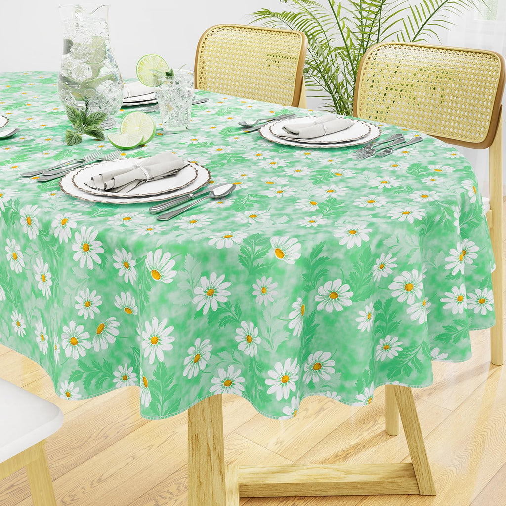 misaya Square Waterproof Vinyl Table Cloth, Wipeable Tablecloth with Flannel Backing, Plastic Table Cover for Dinner, Picnic, Indoor and Outdoor (Blue Leaves, 54" x 54")