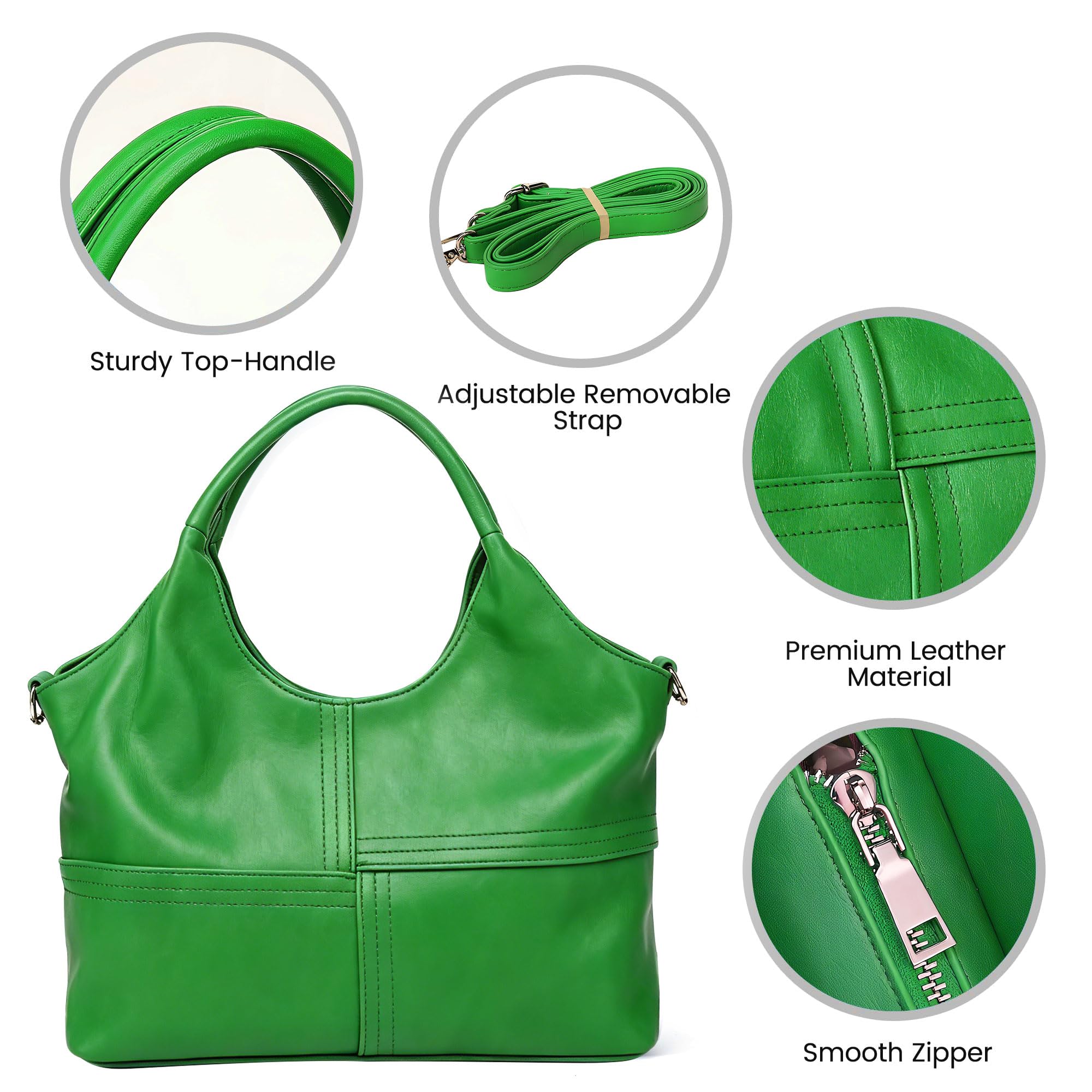 KOGTLA Medium Vegan Leather Purses for Women with Detachable Satchel Strap, Ladies Handbags, Tote Hobo Bags with Two-Handle
