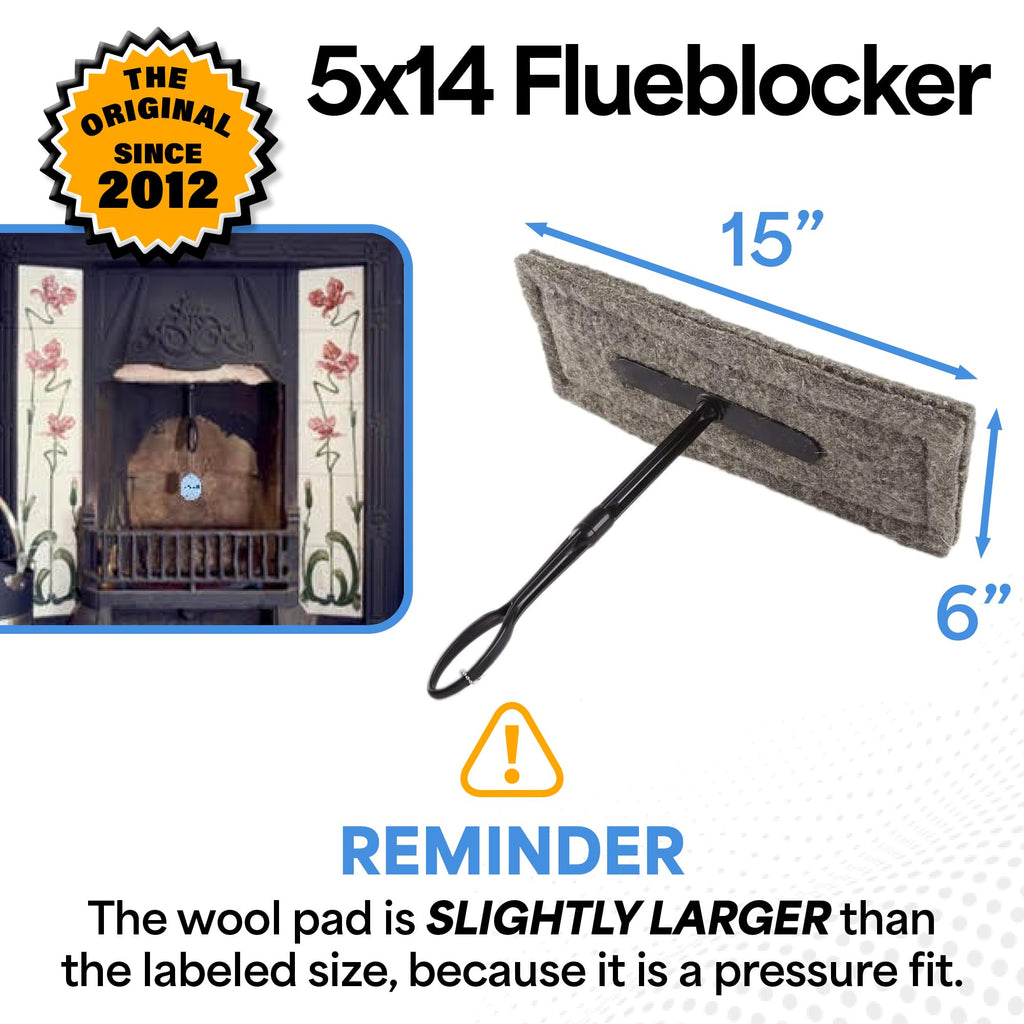 Flueblocker for 5"X14" Chimney Flue – Chimney Sheep Fireplace Draft Stopper Plug Replacement Damper Fireplace Tool – Better Than Inflatable Pillow or Balloon–Save Energy Block Odor & Debris