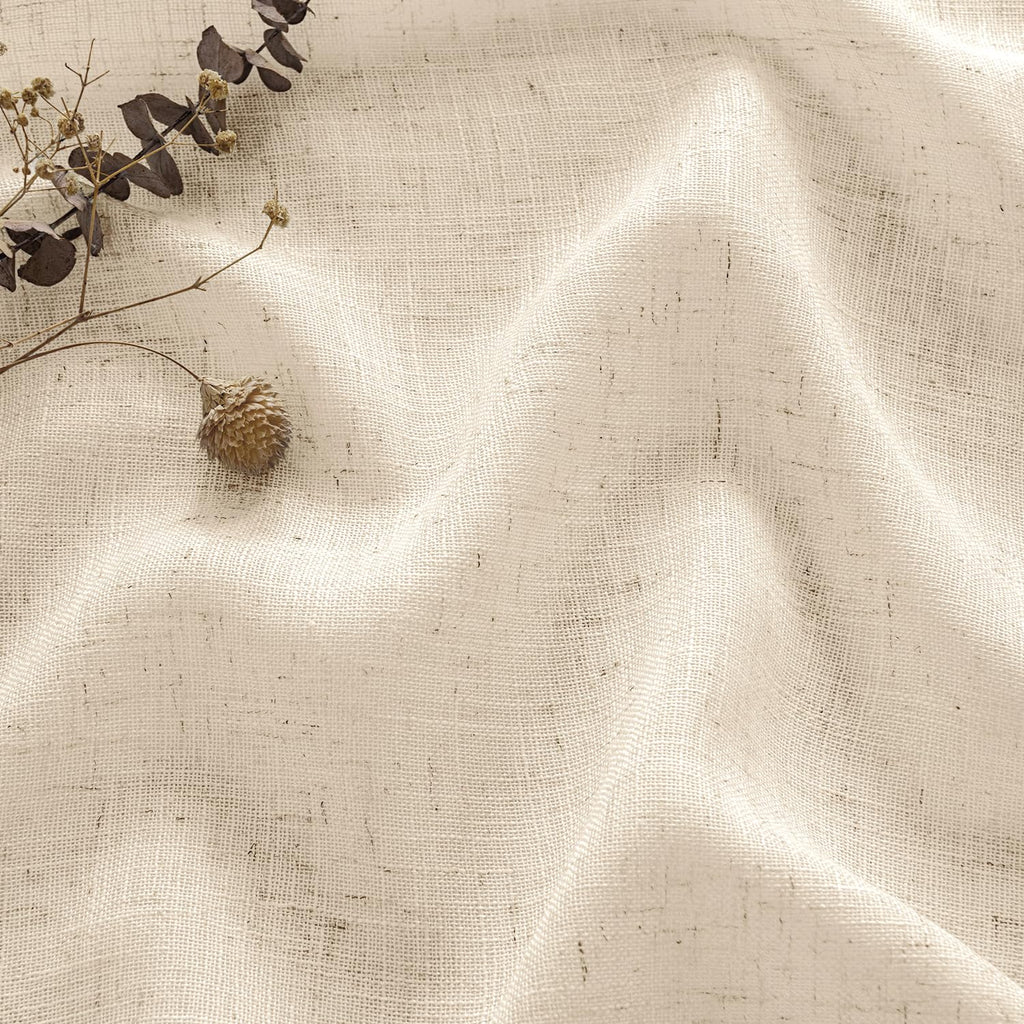 MIULEE Pinch Pleated Linen Curtains 84 Inches Long 2 Panels for Bedroom Living Room, Soft Thick Linen Textured Window Drapes Back Tab Hooks Semi Sheer Light Filtering Farmhouse，Beige
