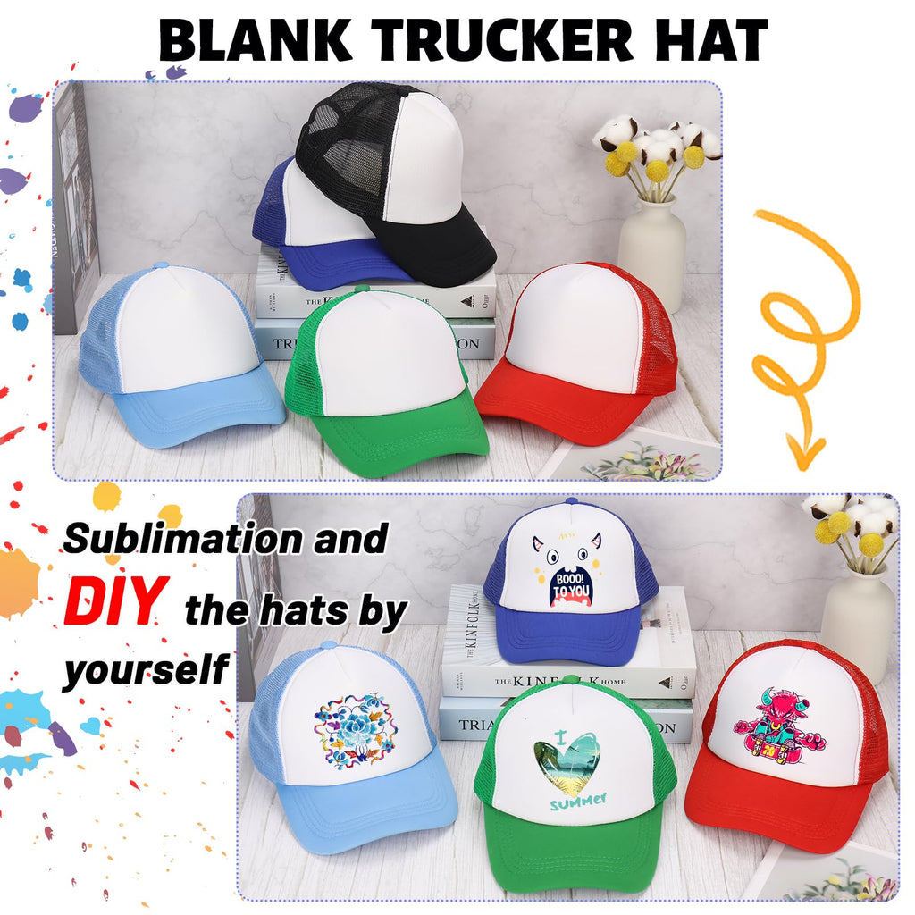 Ultrafun 10 Pack Trucker Hat Mesh Sublimation Blank Hats Adjustable Baseball Caps Hats for Men Women