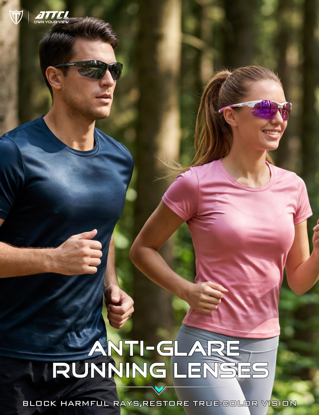 ATTCL 22g Polarized Sunglasses Men Sports: Secure Fit Wrap Around TR90 Frame Ultra-Light UV Protection for Running Fishing