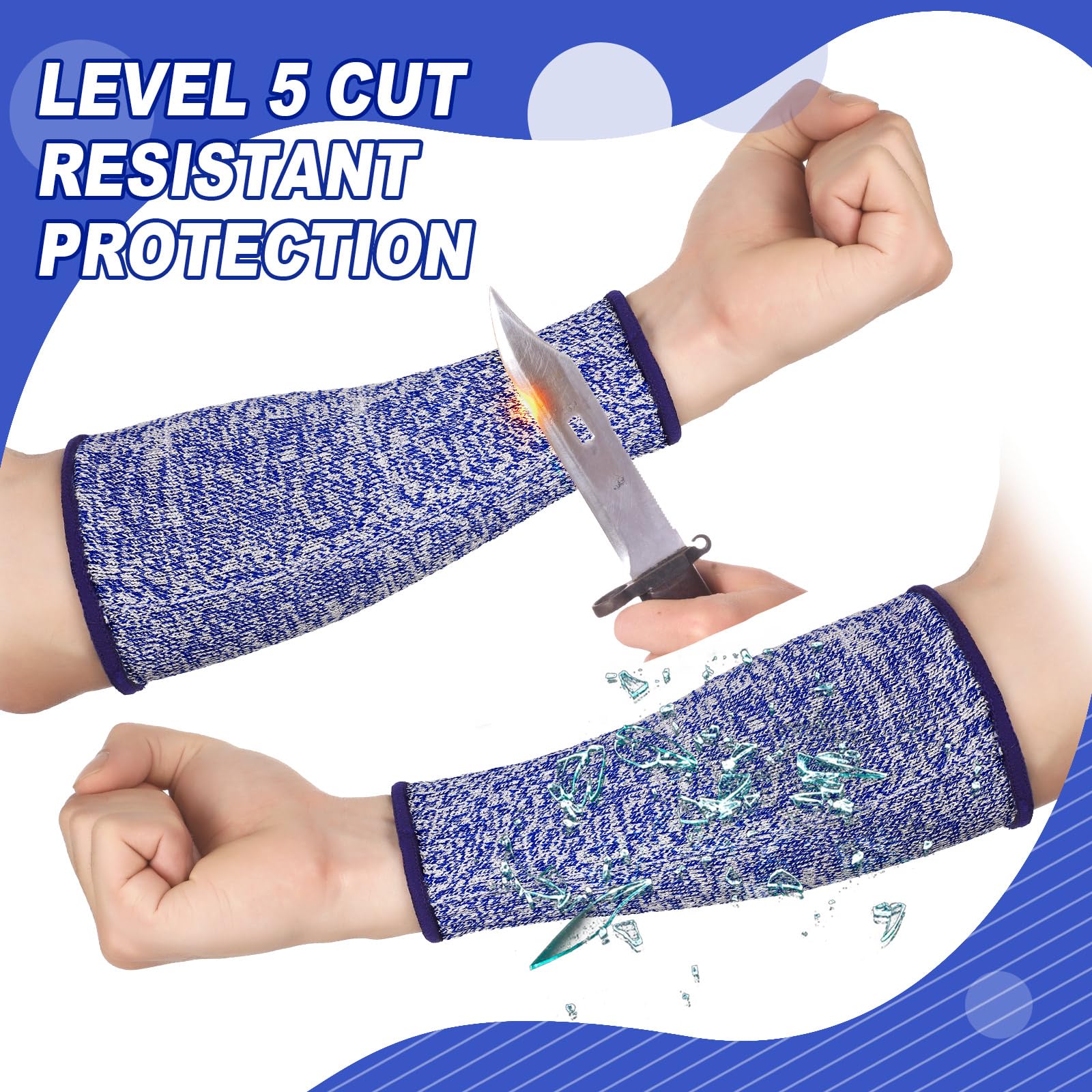 Sintege 3 Pairs Arm Protectors for Thin Skin and Bruising Cut Resistant Forearm Sleeve Level 5 Arm Burn Protection Sleeve (Black,7.9 Inch)