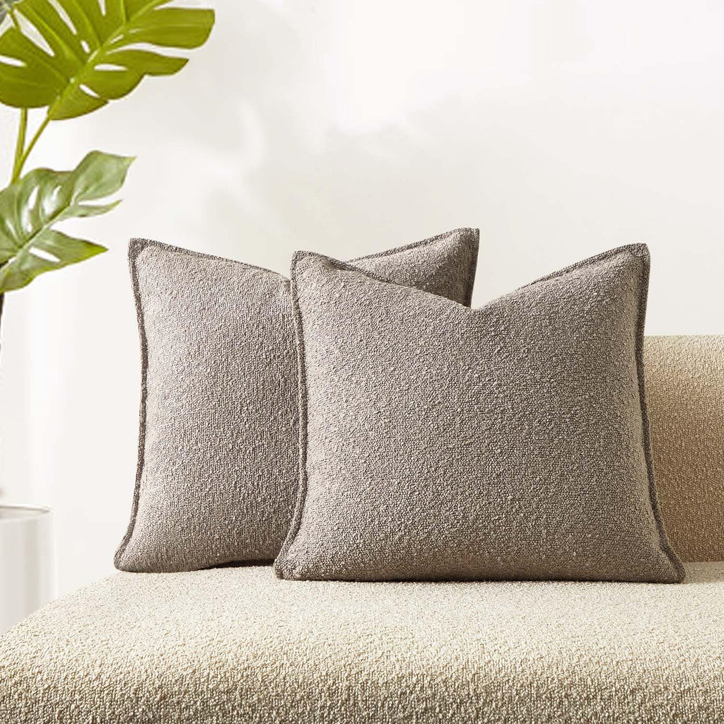 JUSPURBET Pillow Covers Set of 2 Decorative Throw Pillow Covers Case for Couch Sofa Bed Soft Boucle Textured Cushion Covers with Hidden Zipper for Home Decor Living Room 16x16,Beige