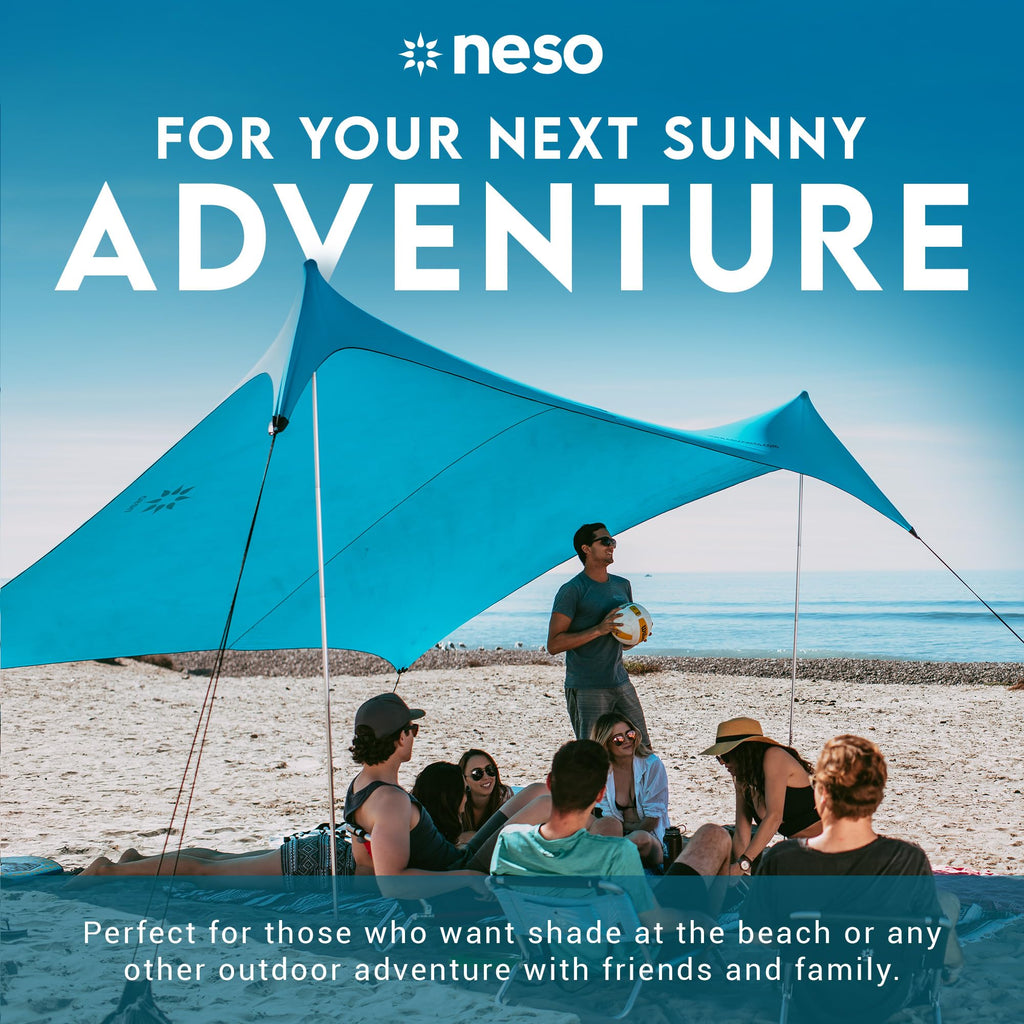 Neso Gigante Portable Beach Tent Sun Shelter - Lightweight Beach Shade Canopy - Easy Setup for Family Outings - Patented Reinforced Corners - UPF 50+ - 8ft Tall, 11 x 11ft - Save The Whales