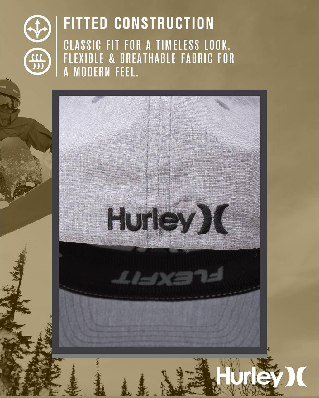 Hurley Men's Caps - One & Only Flexfit Baseball Cap - Fitted Hats for Men (S-XL)