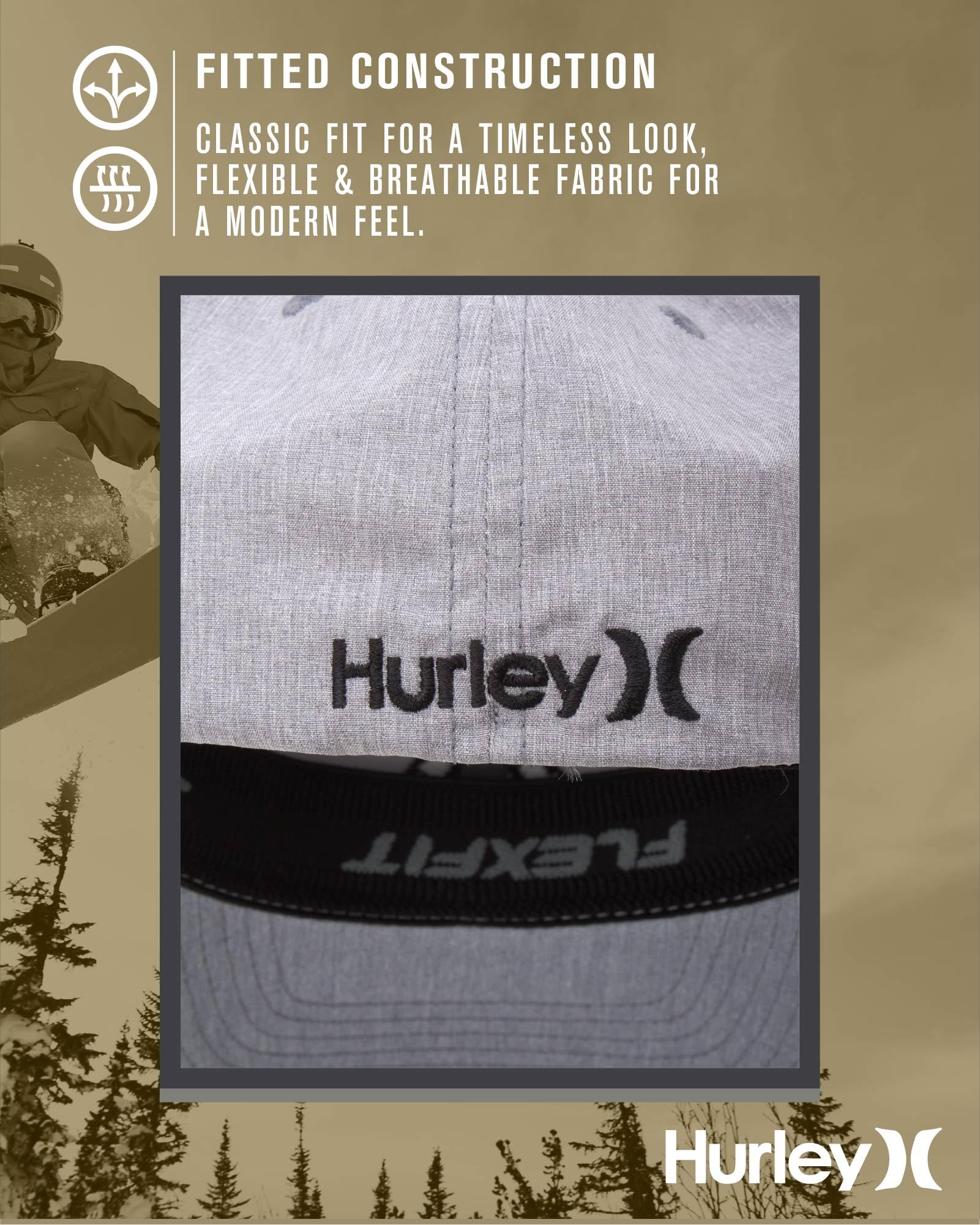 Hurley Men's Caps - One & Only Flexfit Baseball Cap - Fitted Hats for Men (S-XL)