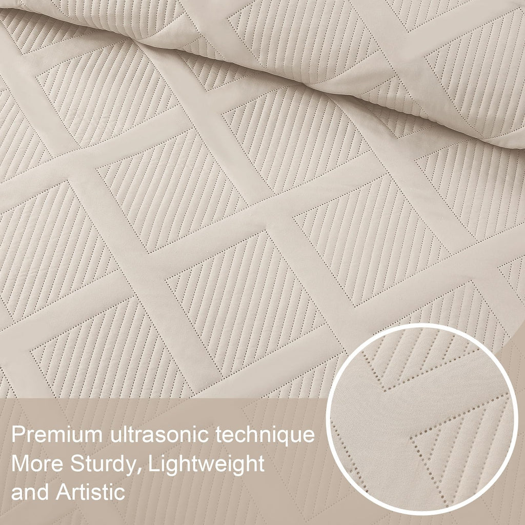 Exclusivo Mezcla Twin Size Quilt Set with Modern Striped Pattern, 2 Pieces Lightweight Black Quilts Bedding Set, Soft Bedspreads Coverlets for All Seasons