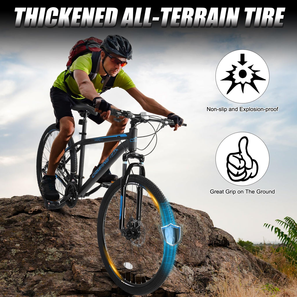 Ktaxon Mountain Bike 24/26/27.5 Inch Men & Women Mountain Bike with 21-Speed Adult Bikes, Double Disc Brake, Suspension Fork and High Carbon Steel Frame