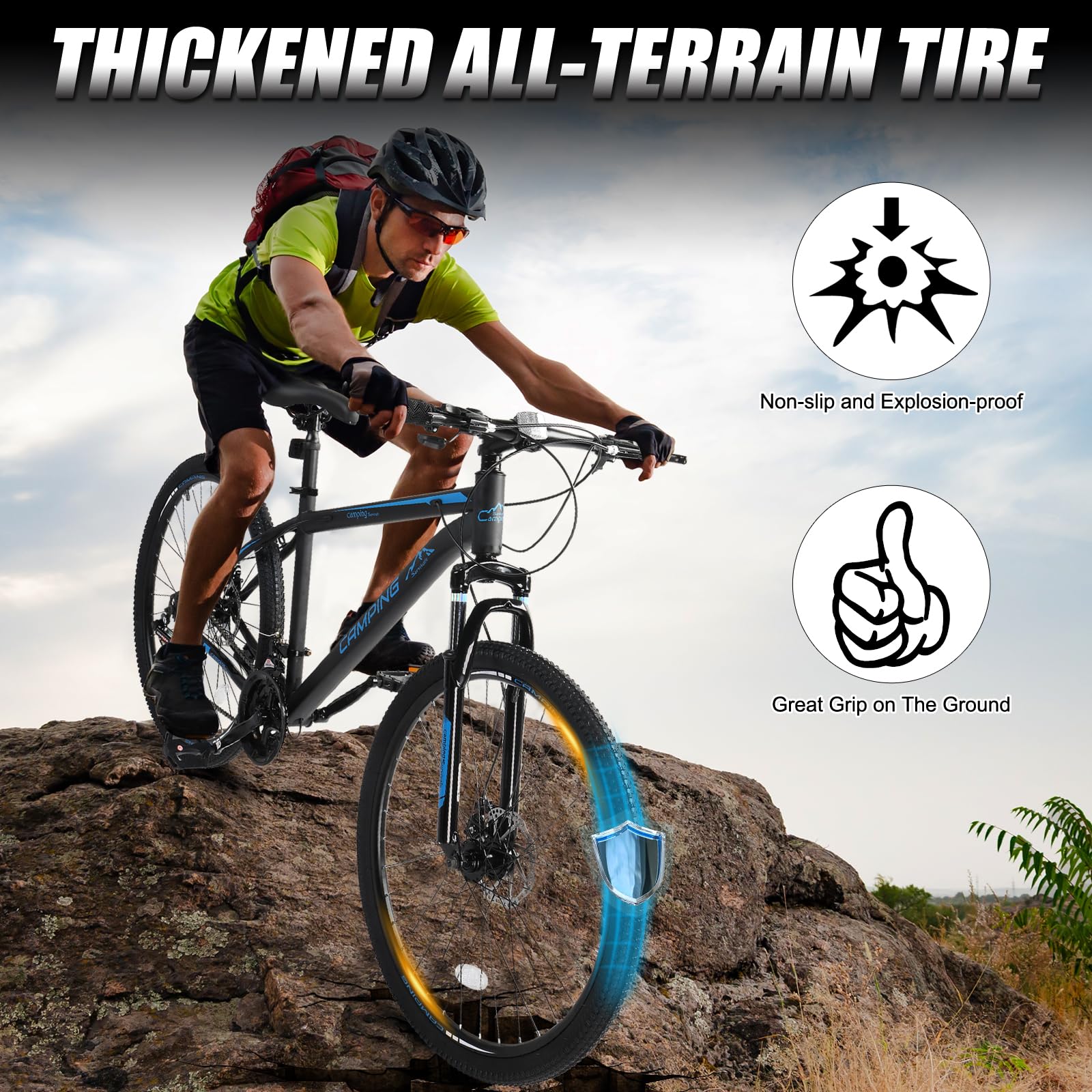 Ktaxon Mountain Bike 24/26/27.5 Inch Men & Women Mountain Bike with 21-Speed Adult Bikes, Double Disc Brake, Suspension Fork and High Carbon Steel Frame