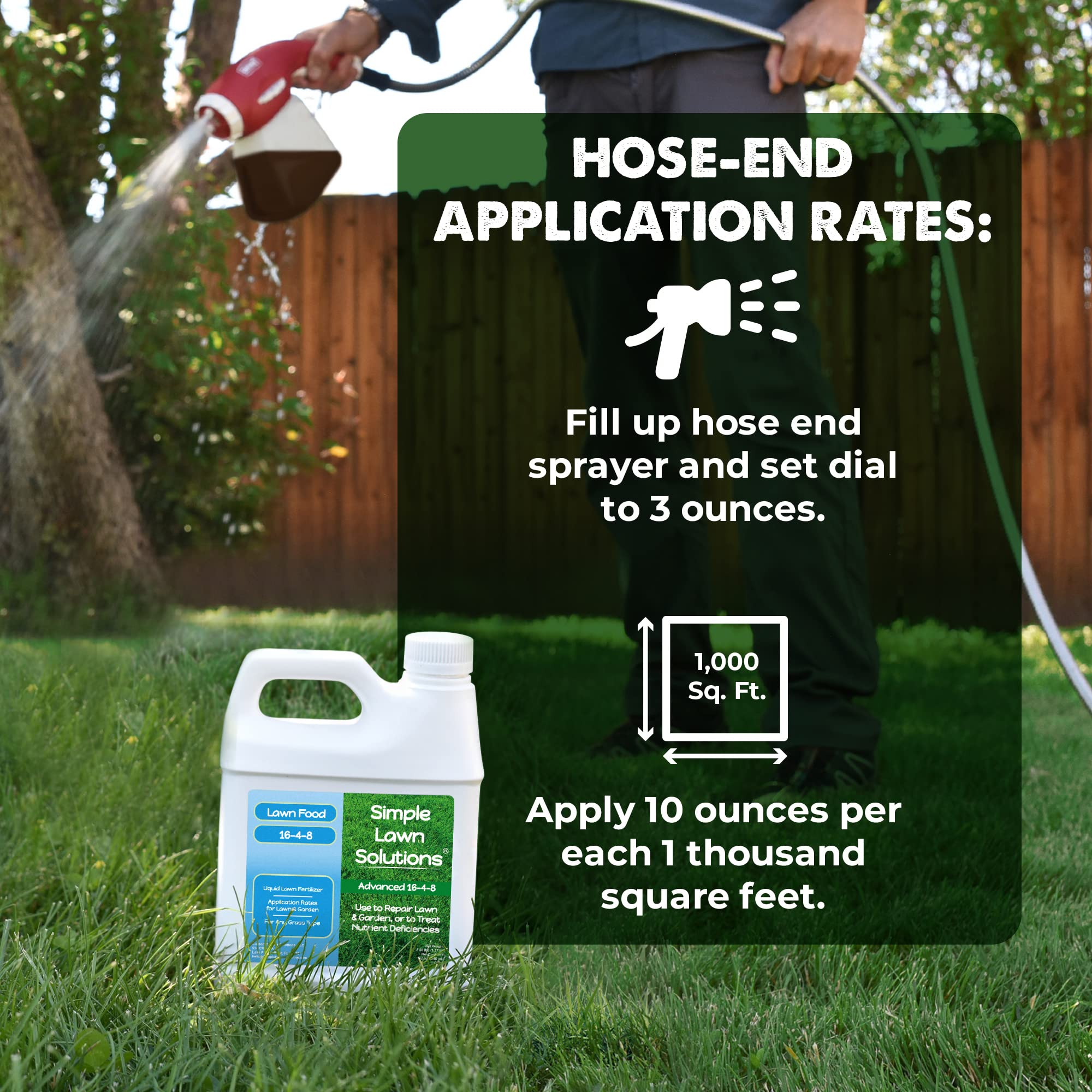 Advanced 16-4-8 Lawn Fertilizer - Liquid Lawn Food Spring & Summer Concentrated Spray - Any Grass Type- Fish and Seaweed Kelp- Balanced NPK - Simple Lawn Solutions (1 Gallon)