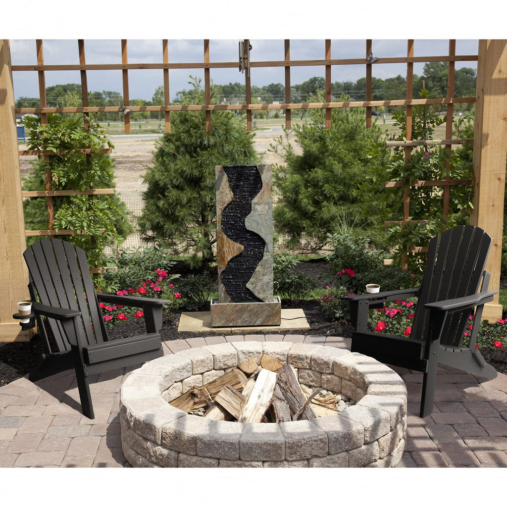 FUNBERRY Folding Adirondack Chair, Fire Pit Chairs with Cup Holder | HDPE All Weather, Quick-Folding, No Rot or Rust or Crack, UV Fade Shield, 400LBS Weight Capacity, Easy-Clean for Outside