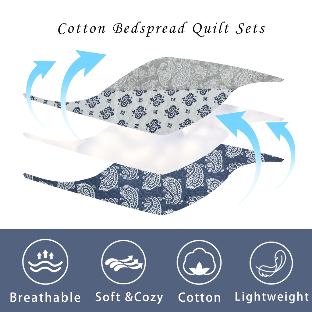 Yellow Quilts Queen Size, Paisley Comforter Set Queen Cotton Bed, Yellow Grey White Comforter, Striped Bedding Queen Size, Lightweight Luxury Bedspread,3 Piece