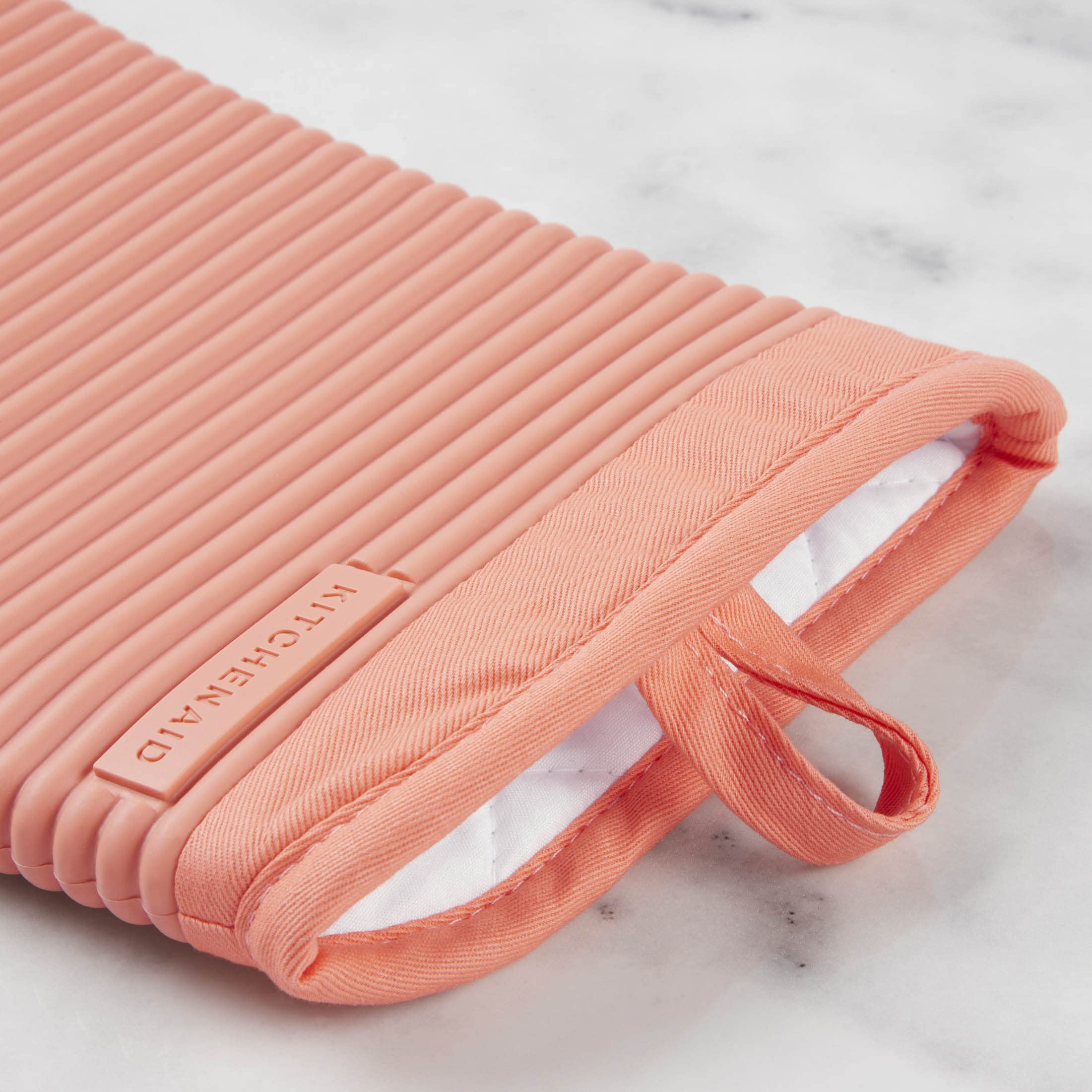 KITCHENAID Ribbed Soft Silicone Oven Mitt 2-Pack Set, 7.5"x13", Aqua Sky