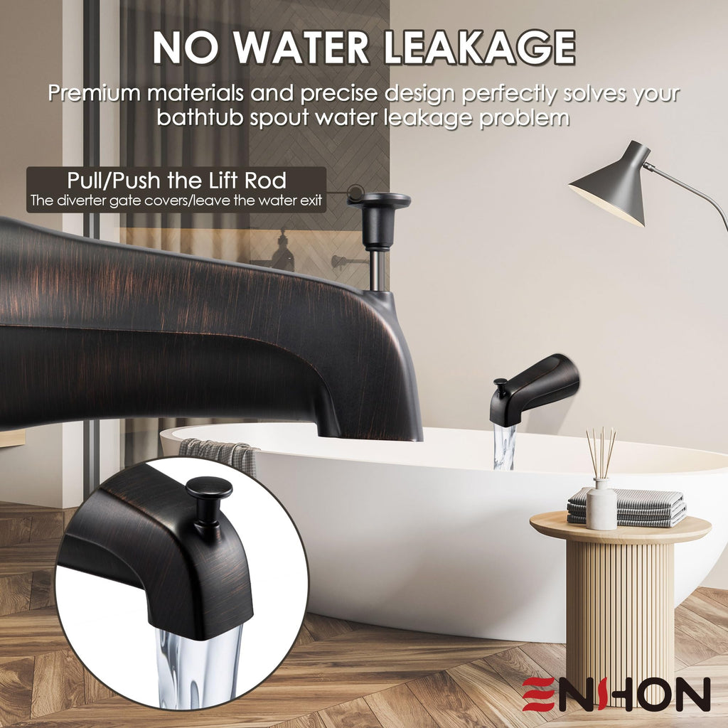 Enhon Slip on Tub Spout with Diverter, Compatible with American Standard 8888026.002 Tub Spout, Bathroom Bathtub Faucet, Fits 1/2 Copper Water Tube(5/8 Dia), 5/32 Hex Wrench(Brushed Nickel,1)