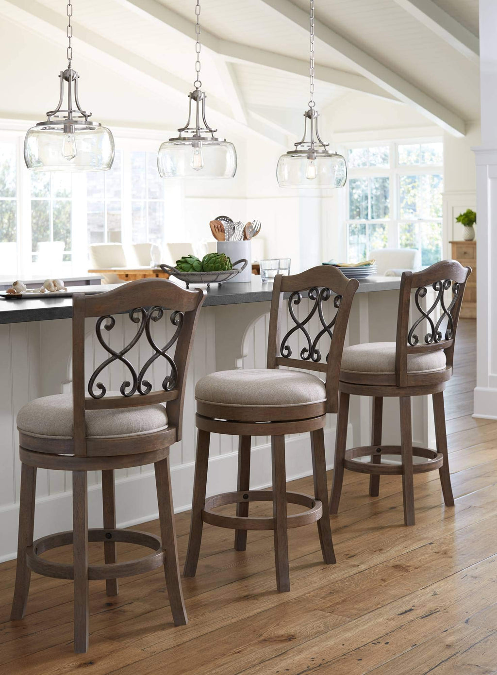 Franklin Iron Works Charleston Satin Nickel Pendant Chandelier 16" Wide Rustic Farmhouse Seeded Clear Glass LED 3-Light Fixture for Dining Room House Foyer Entryway Kitchen Bedroom Living Room
