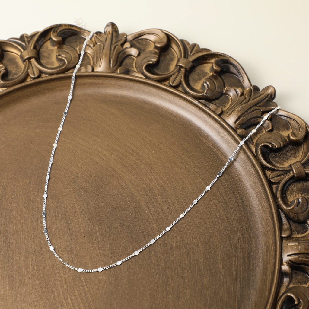 BERISO 14K Gold/Silver Plated Choker Necklace for Women Shining Dots Station Gold Chain Necklace Beads Sparkle Chain Necklace Link Chain Exquisite Jewelry for women