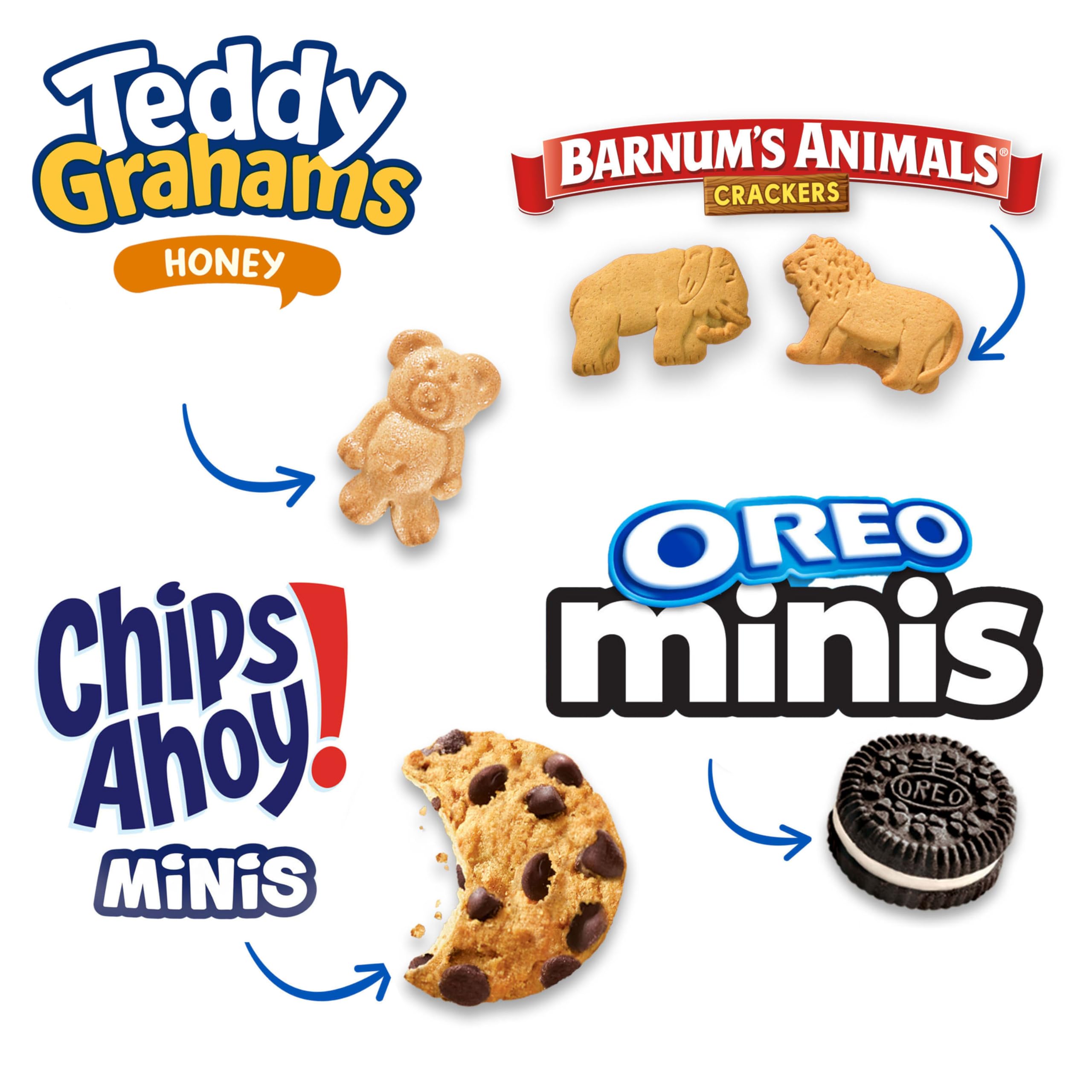 Nabisco, Team Favorites Variety Pack, Oreo Mini, Chips Ahoy! Mini, Teddy Grahams Honey and Barnum's Animal Crackers, 30 Snack Packs