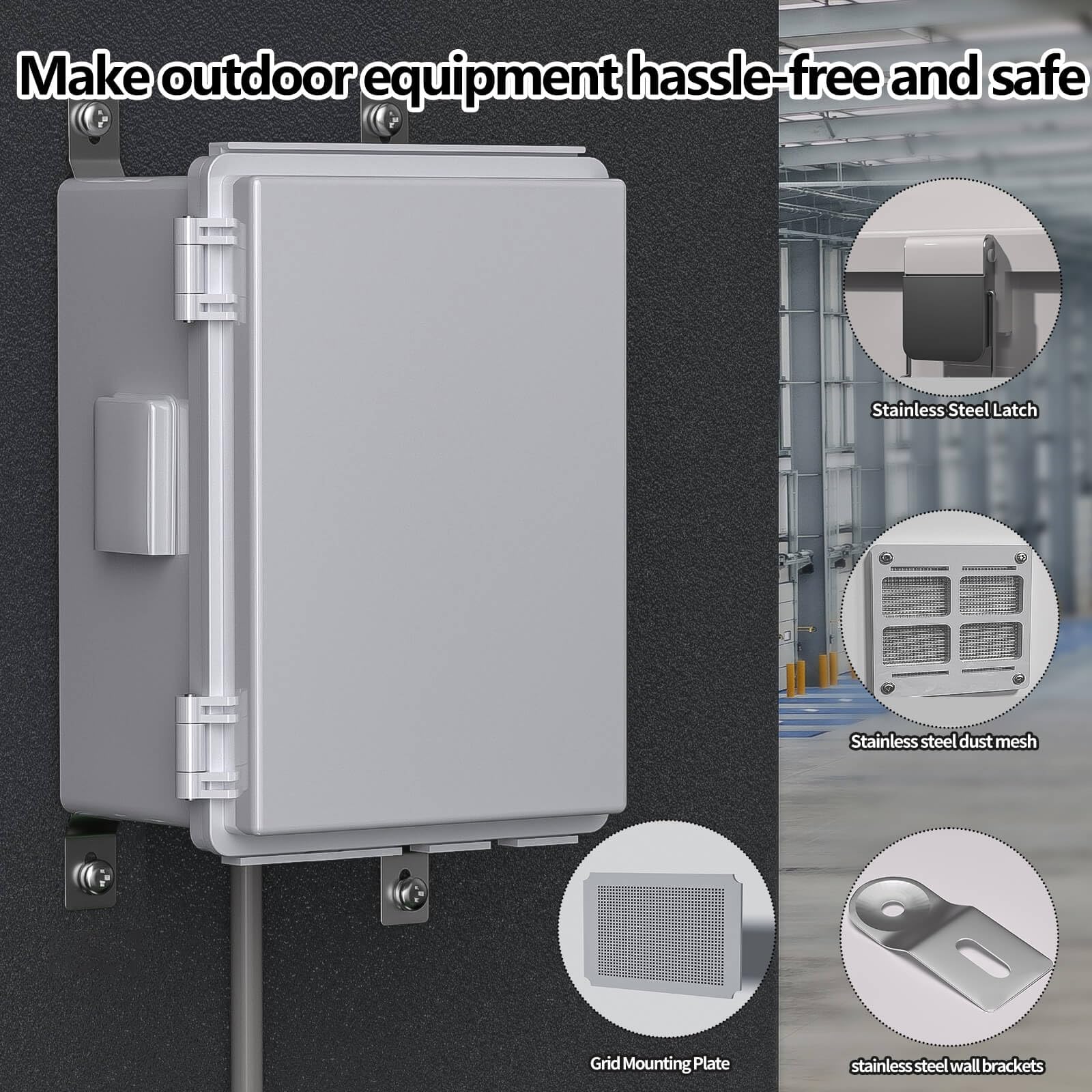 ABS Electrical Junction Box, Ventilated Design, Cable Grommets, IP65 Waterproof Enclosure, Indoor/Outdoor Use with Mounting Panel. (Clear Cover, 8.7"x6.7"x4.3")