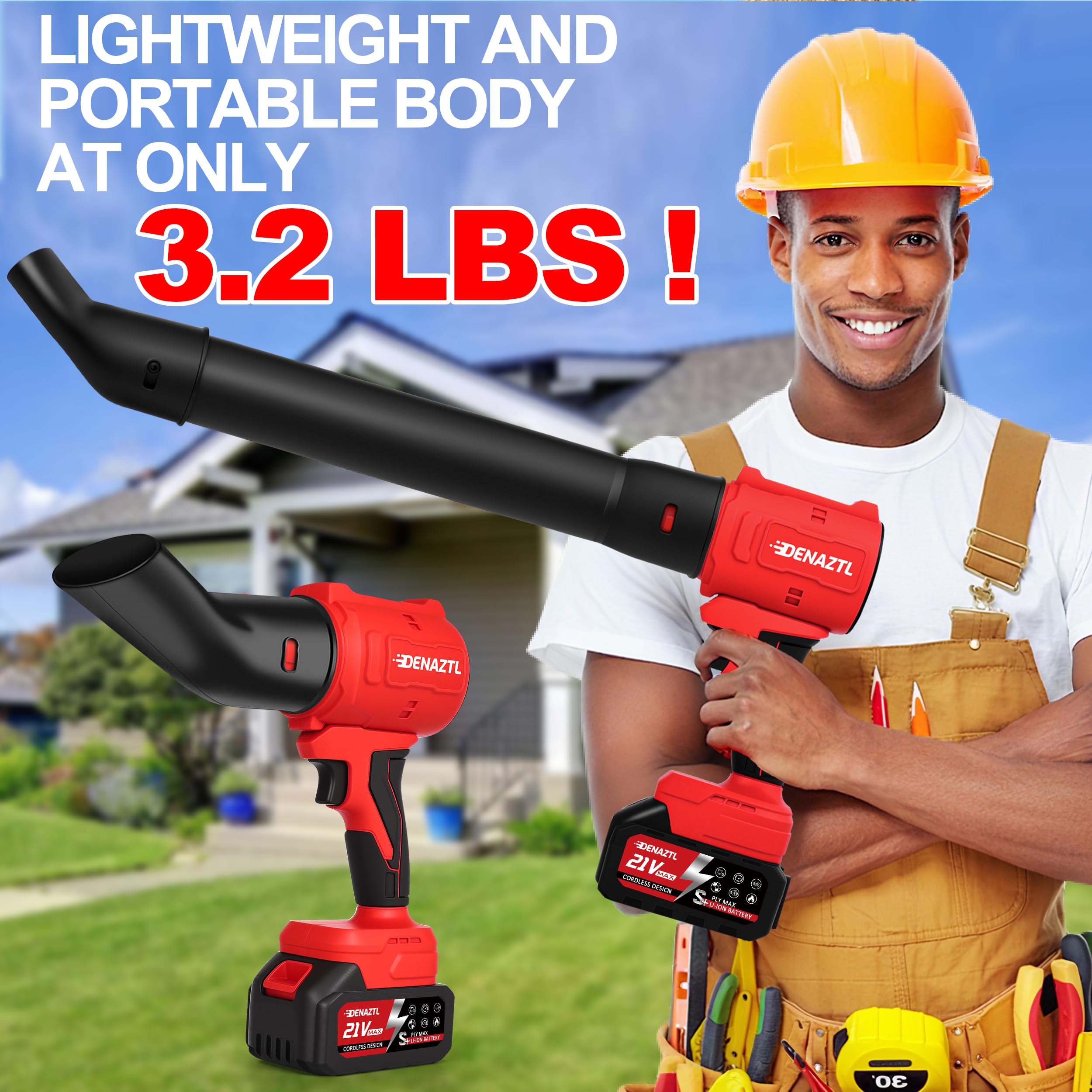 Electric Handheld Leaf Blower Cordless with 2X 4.0Ah Batteries and Charger, 650CFM 160MPH, 2 Extended Nozzles, Portable Mini Lightweight for Seniors Gift, Yard,Patio,Gutter,Lawn Care, Garden Tool