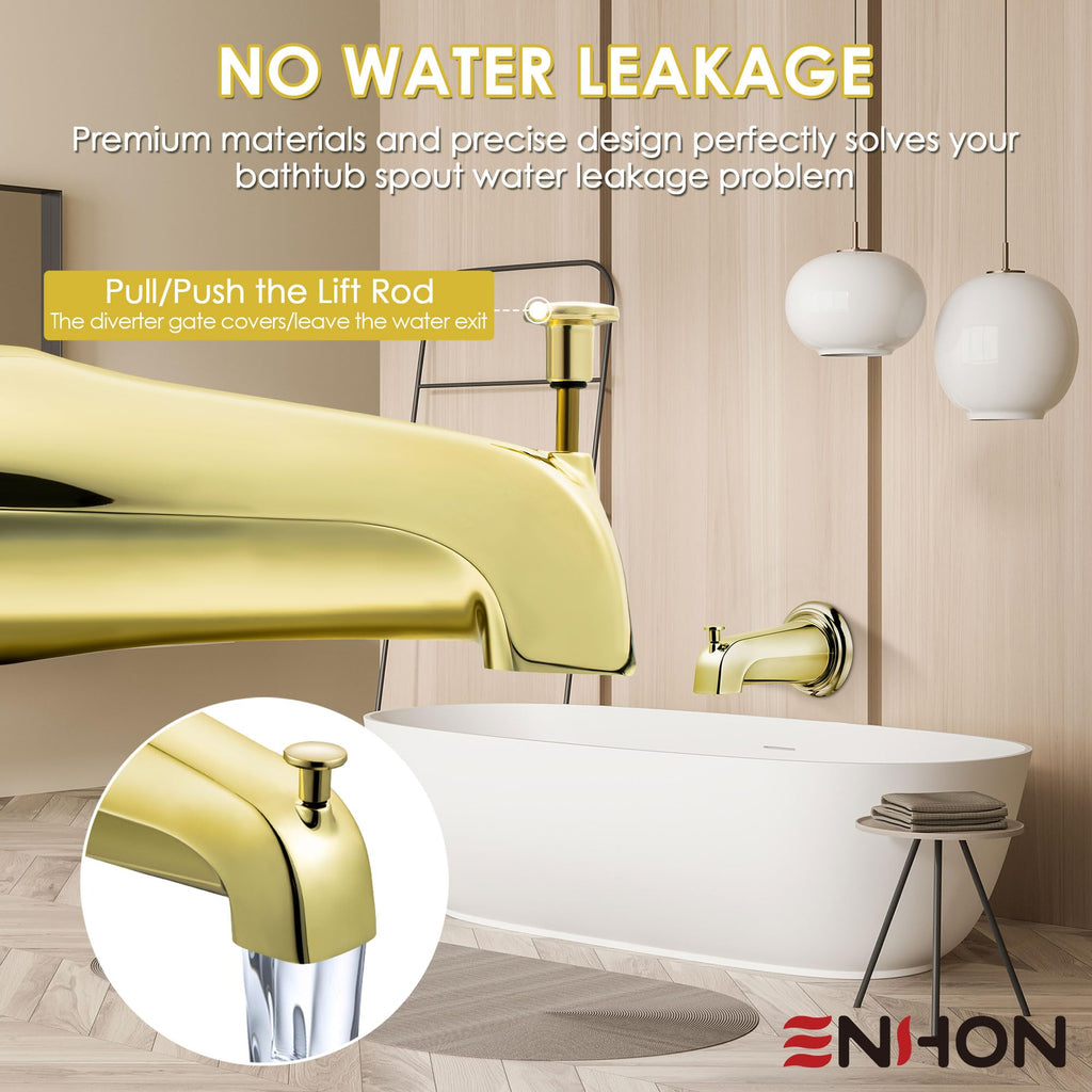 Enhon Slip on Tub Spout with Diverter, Compatible with American Standard 8888026.002 Tub Spout, Bathroom Bathtub Faucet, Fits 1/2 Copper Water Tube(5/8 Dia), 5/32 Hex Wrench(Brushed Nickel,1)