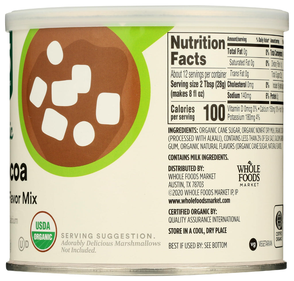 365 by Whole Foods Market, Organic Hot Cocoa, Rich Chocolate Flavor Mix, 12 Ounce