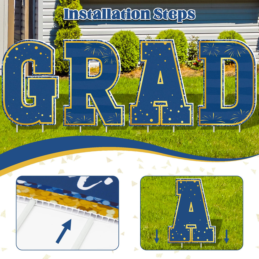 HOVACY 20 PCS Black Gold Graduation Yard Signs Class of 2026 | Black Gold 20 PCS, 40 Stakes, 11.57 x 16.14 in, Corrugated Plastic, Waterproof, Congrats Grad Sign, Graduation Sign