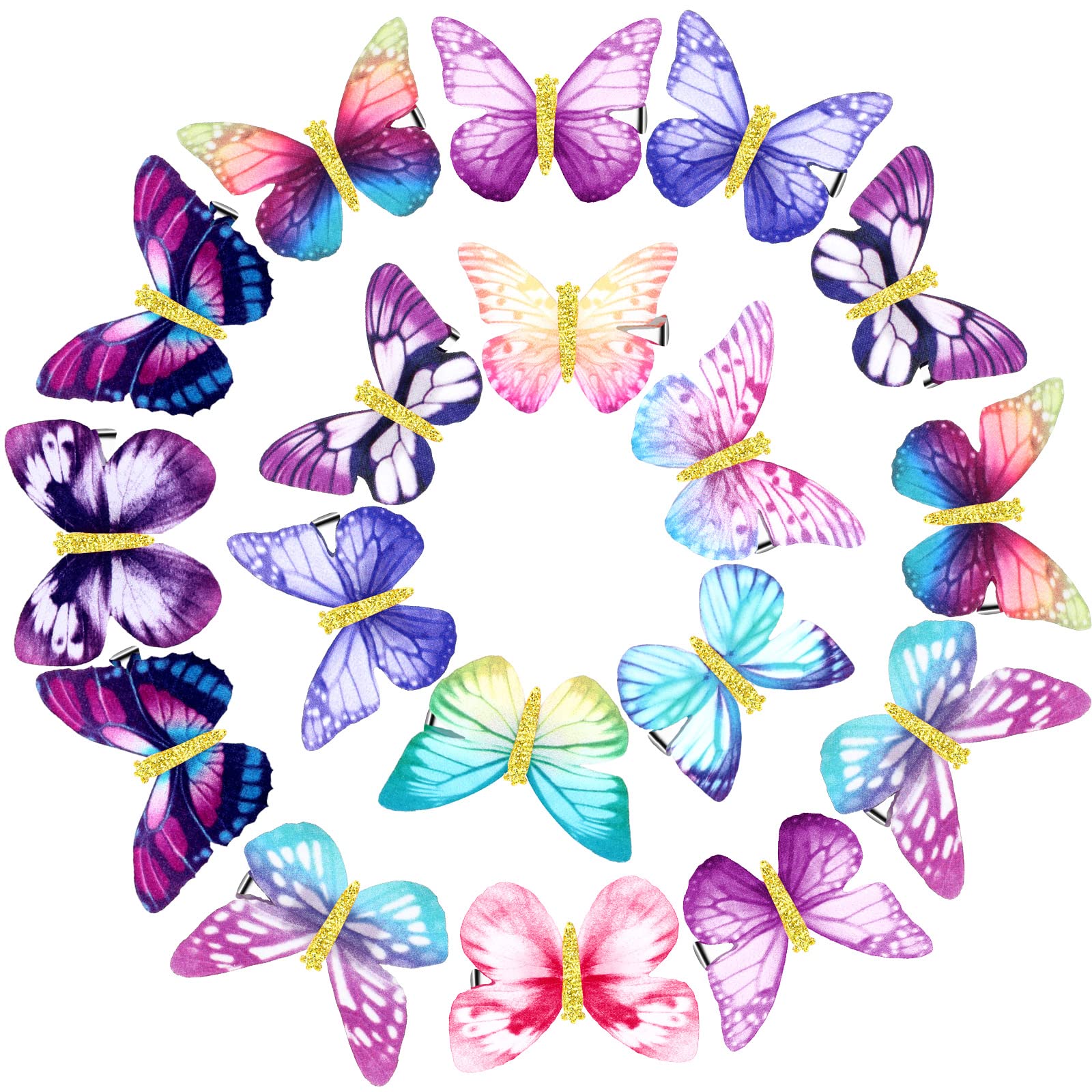 Boao 18 Pieces Glitter Butterfly Hair Clips for Girls Teens Women Hair Accessories (Bright Style)