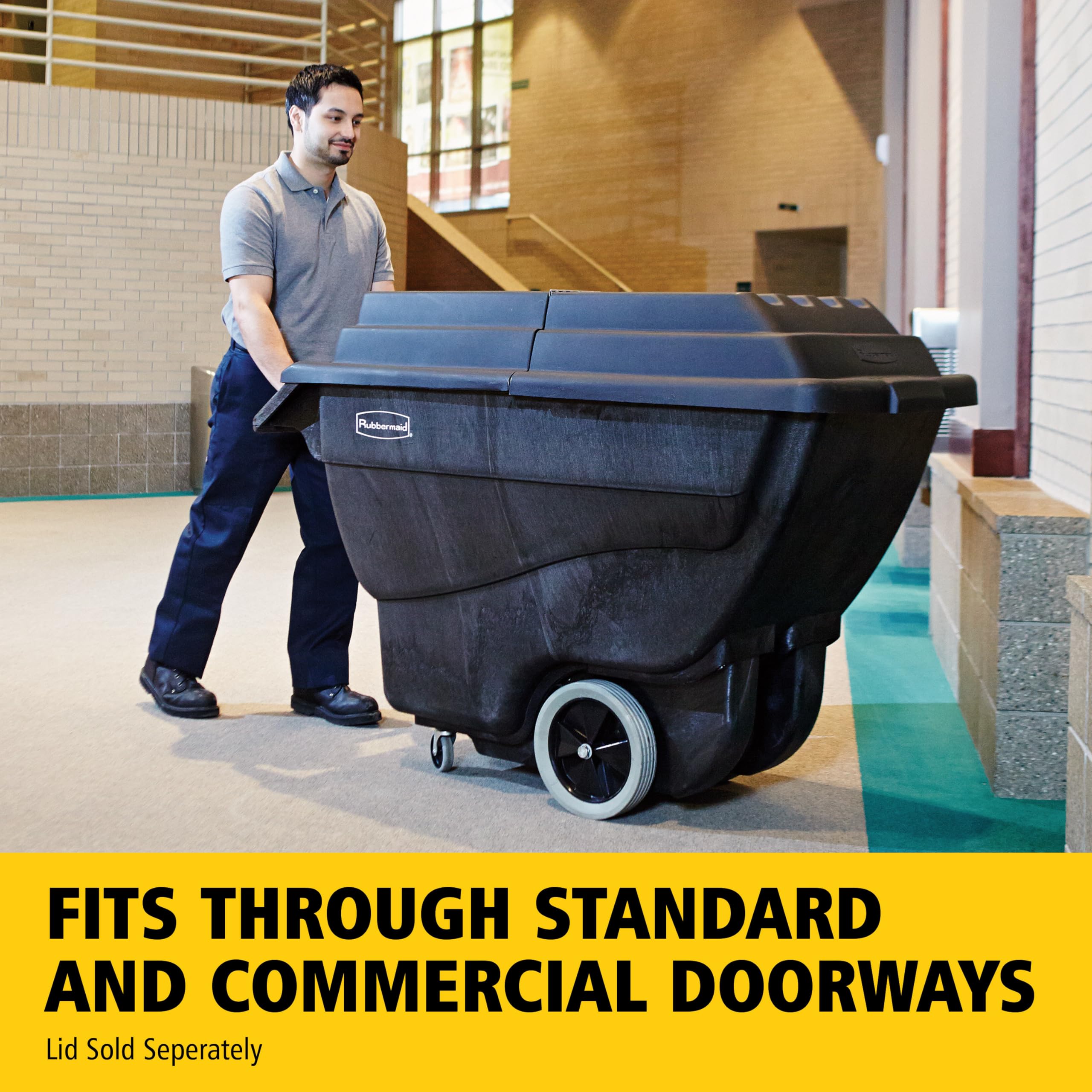 Rubbermaid Commercial Products Tilt Dump Truck, 1 Cubic Yard, 2100 lb Capacity, Black, Heavy Load Capacity with Wheels, Trash Recycling Cart for Office/Warehouse/Facility Management