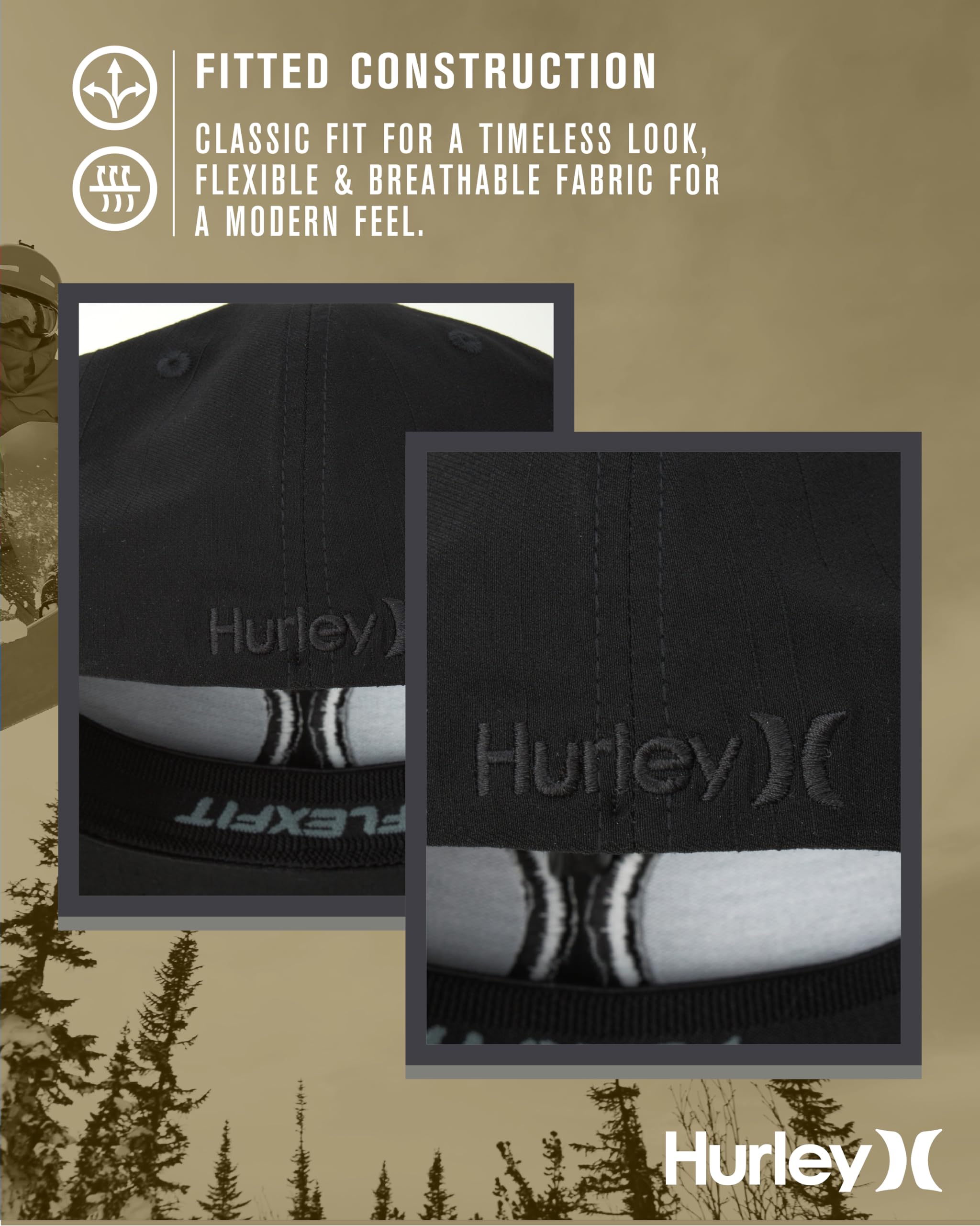 Hurley Men's Caps - One & Only Flexfit Baseball Cap - Fitted Hats for Men (S-XL)
