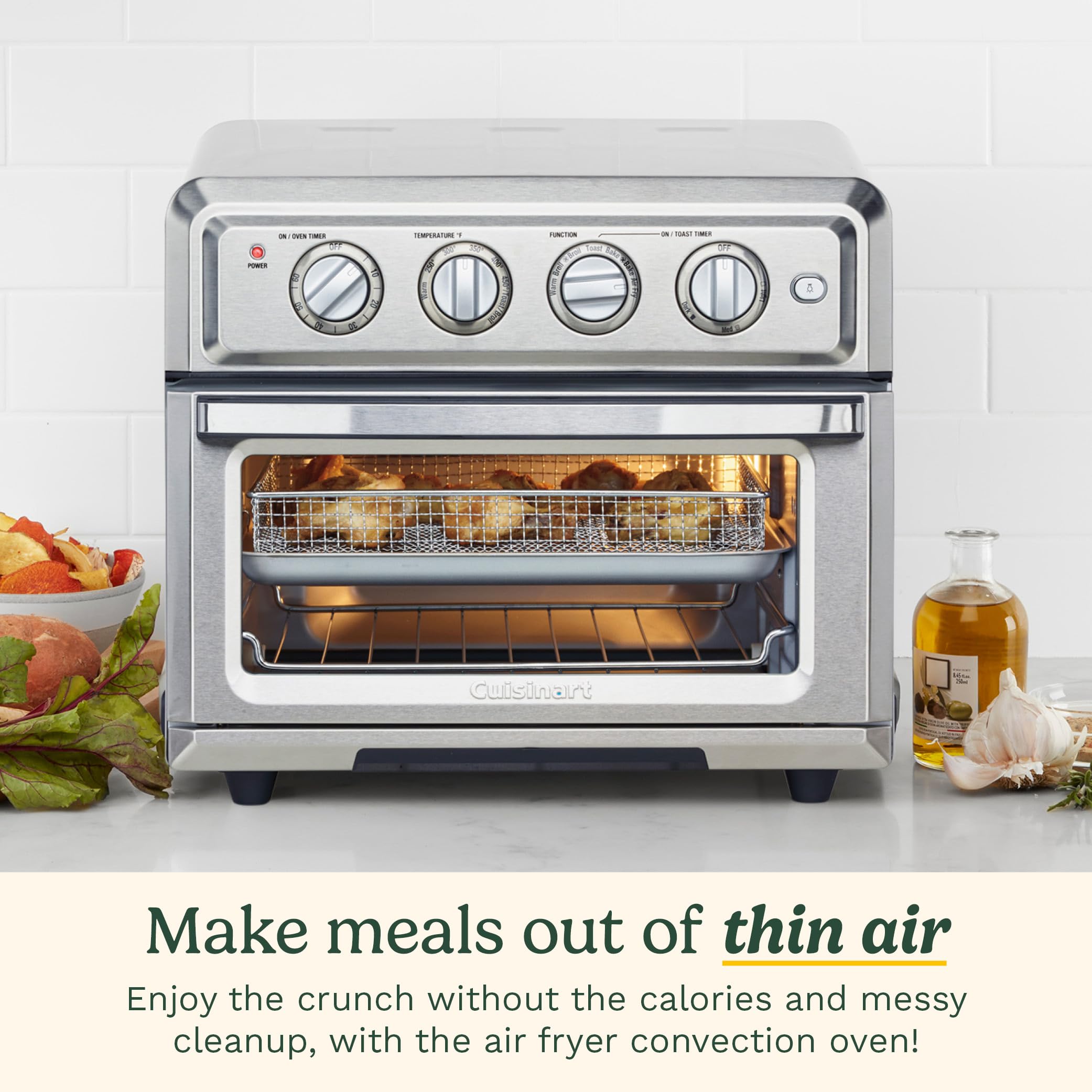 Cuisinart Air Fryer + Convection Toaster Oven, 8-1 Oven with Bake, Grill, Broil & Warm Options, Stainless Steel (TOA-70C)