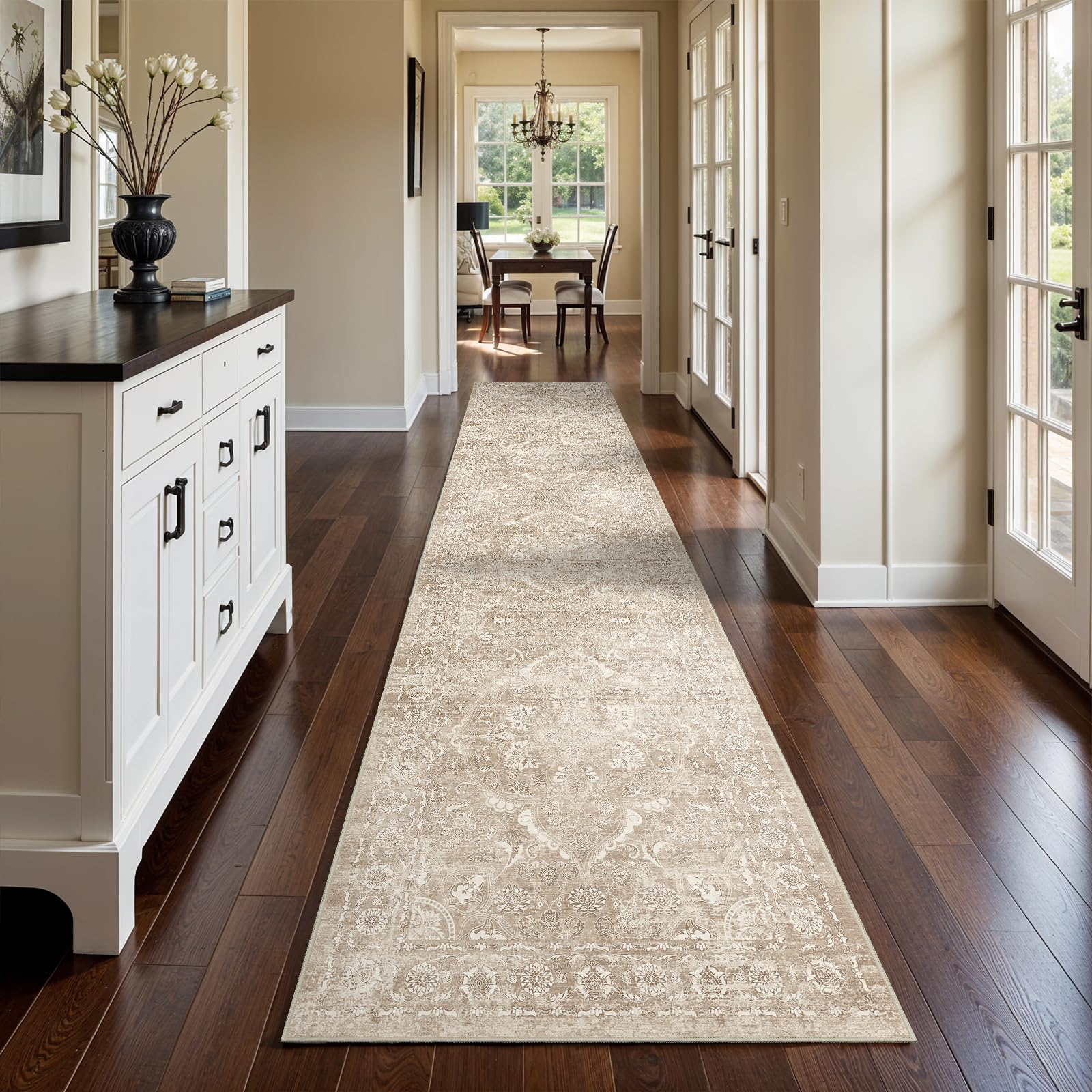 2x5 Washable Kitchen Runner Rug - Soft Low Pile Floral Animal Cat Print Rugs with Non-Slip Backing Waterproof Stain-Resistant Indoor Carpet for Hallway Entryway Bathroom Bedroom (Black)