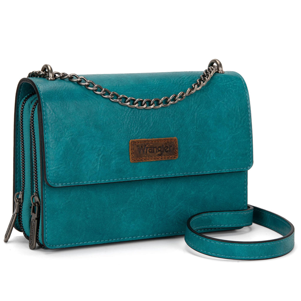 Wrangler Flap Crossbody Purse for Women Shoulder Bag Vintage Wallets with Chain Strap