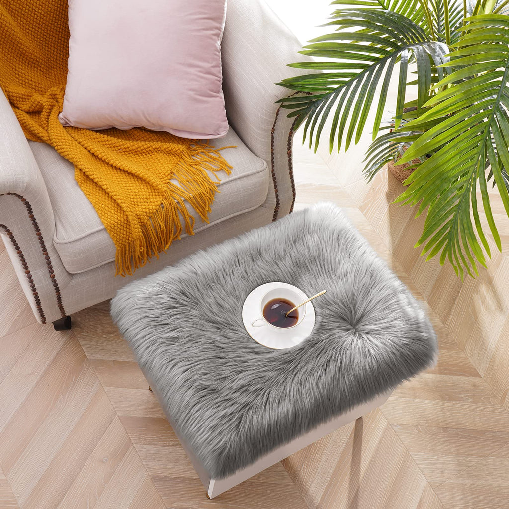 Softlife Black Faux Fur Sheepskin Chair Cover Seats Cushion Pad Super Soft Area Rugs for Living Bedroom Sofa Dorm (1.6ft x 1.6ft)