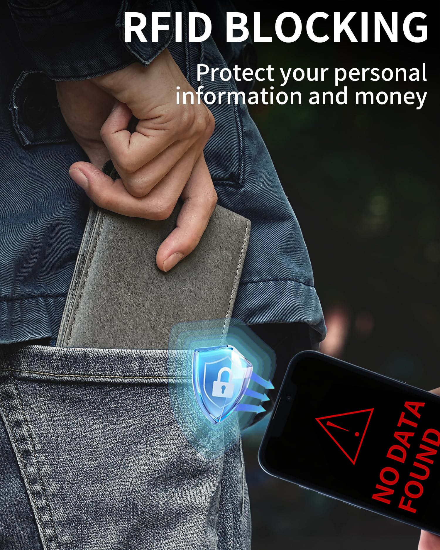 Artpaxy Mens Wallet Genuine Leather Bifold RFID Blocking Wallet for Men with 1 ID Window 13 Card Holders 2 cash pockets 1 Gift Box