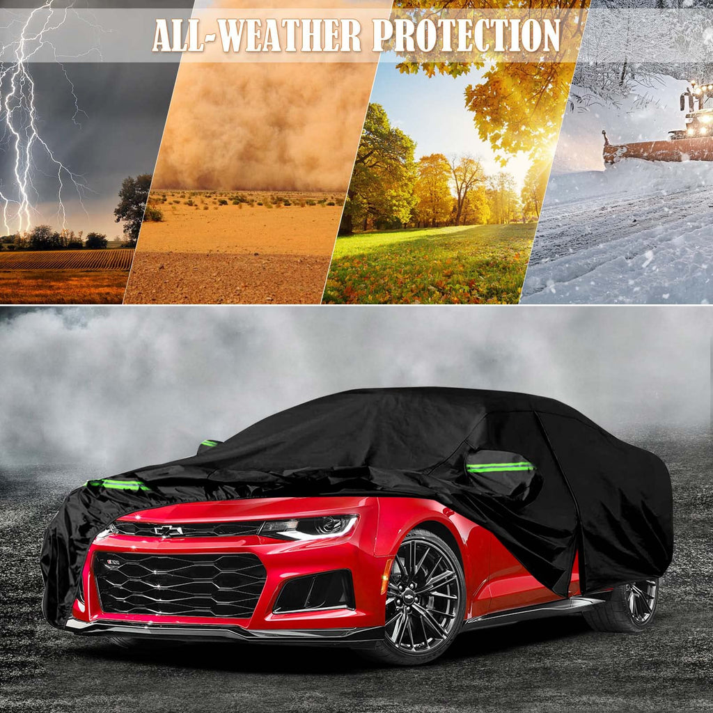 Waterproof Car Cover Replace for 1964-1978 Ford Mustang, 6 Layers All Weather Custom-Fit Mustang Full Car Covers with Zipper Door for Snow Rain Dust Hail Protection (1964-1978)