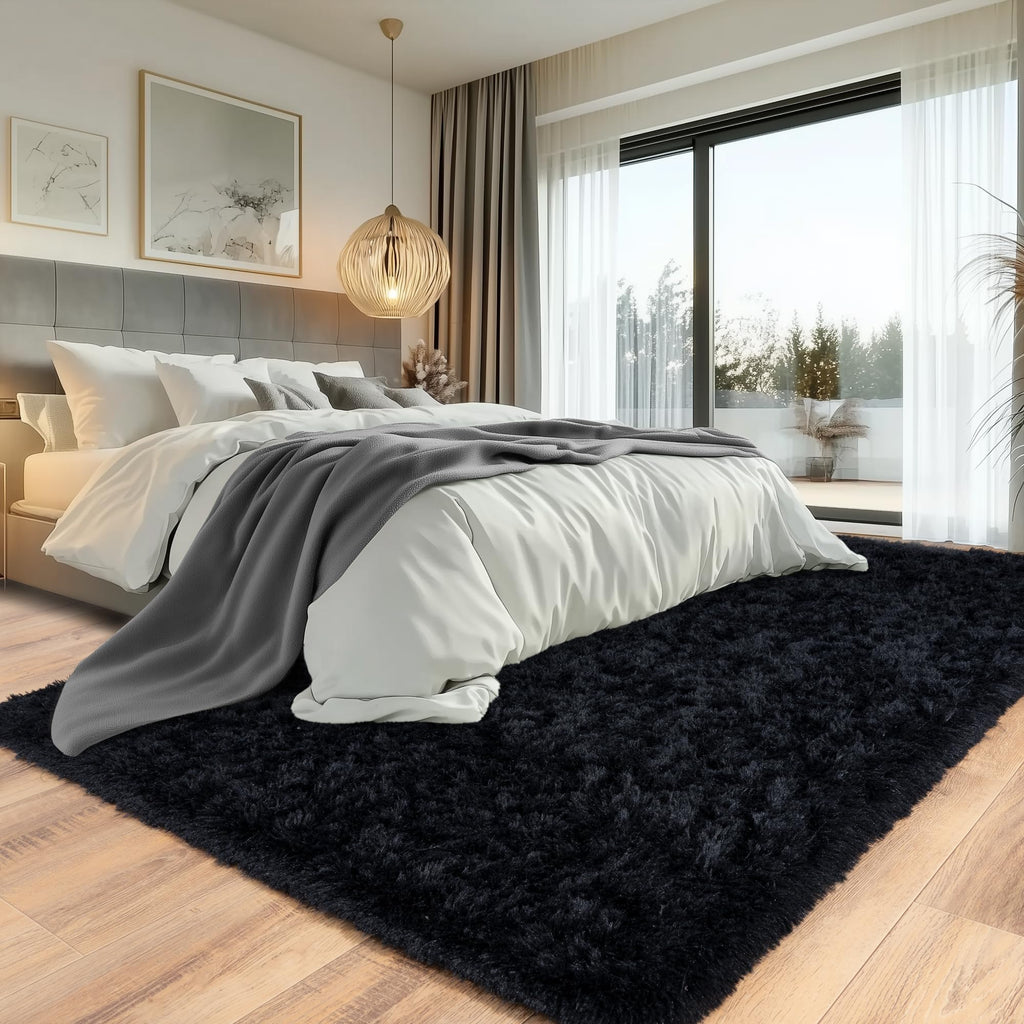Beige Fluffy Rug for Bedroom 4x6ft - Ultra Soft & Non Slip Shaggy Area Rug, Comfy Durable Carpet for Living Room Kids Room Teens Dorm Home Decor, 1.7'' Thick Indoor Plush Carpets