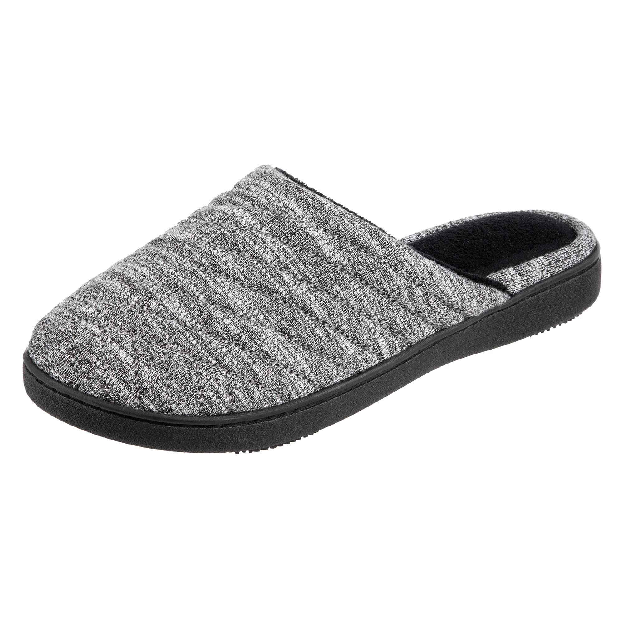 Isotoner Women's Premium Knit Slide Slippers - Moisture-Wicking Lining, Rubber Indoor/Outdoor Sole - Machine Washable House Shoes
