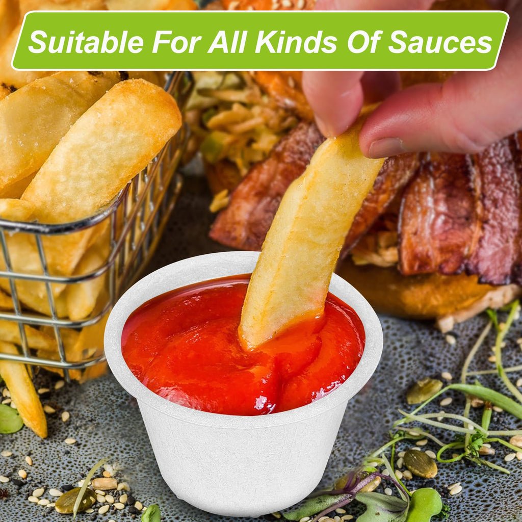 4 oz Small Paper Bowls, 100 Pack Compostable Bagasse Fiber Bowls, Microwavable for Condiments, Sauce, Ice Cream
